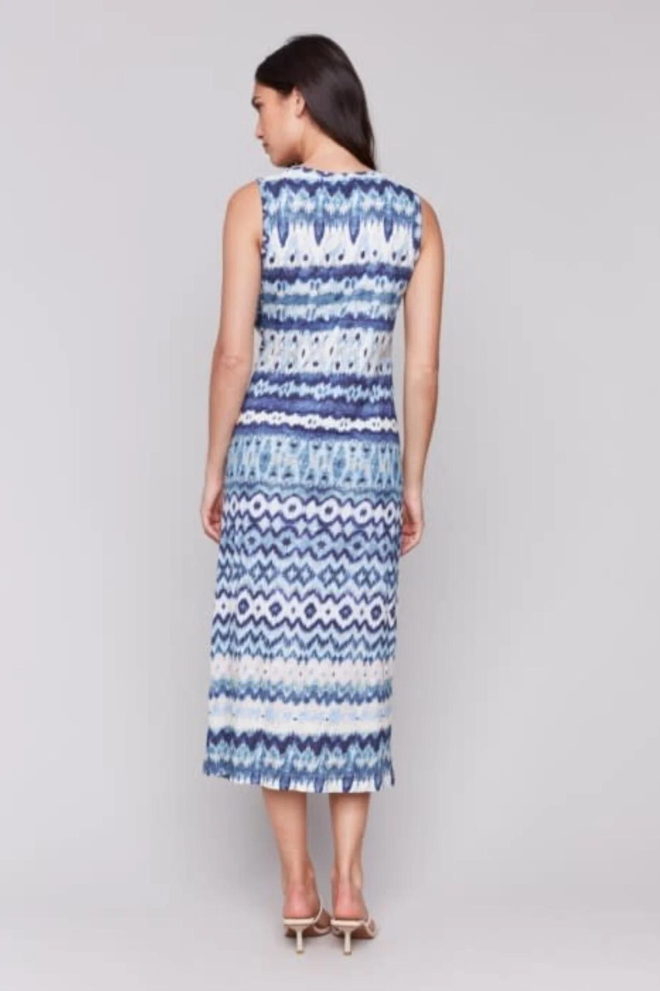 Sleeveless Round Neck Dress with Faux Knot Detail Product Image