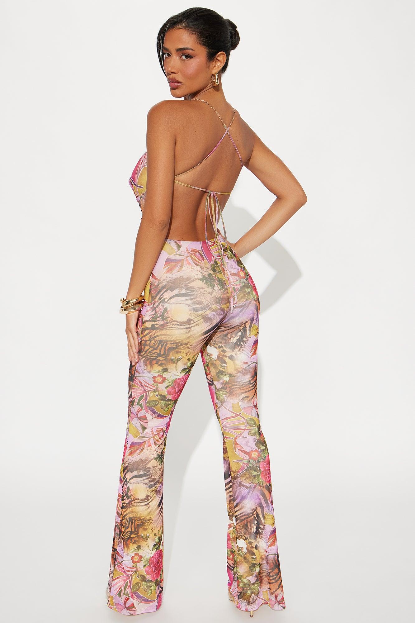 Looking Hot Mesh Jumpsuit - Pink/combo Product Image