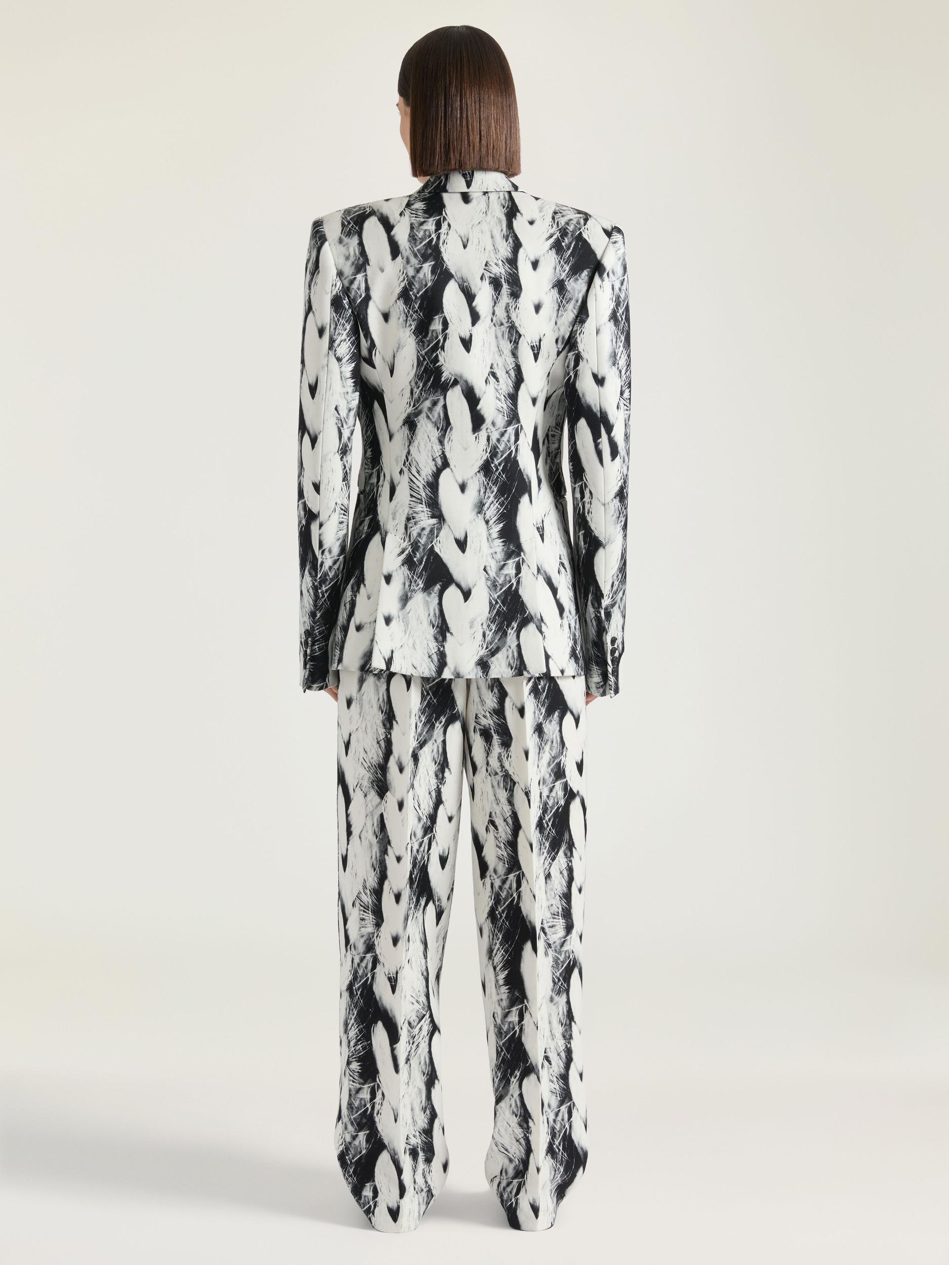 Boxy single breasted jacket in wool with Hair print Product Image