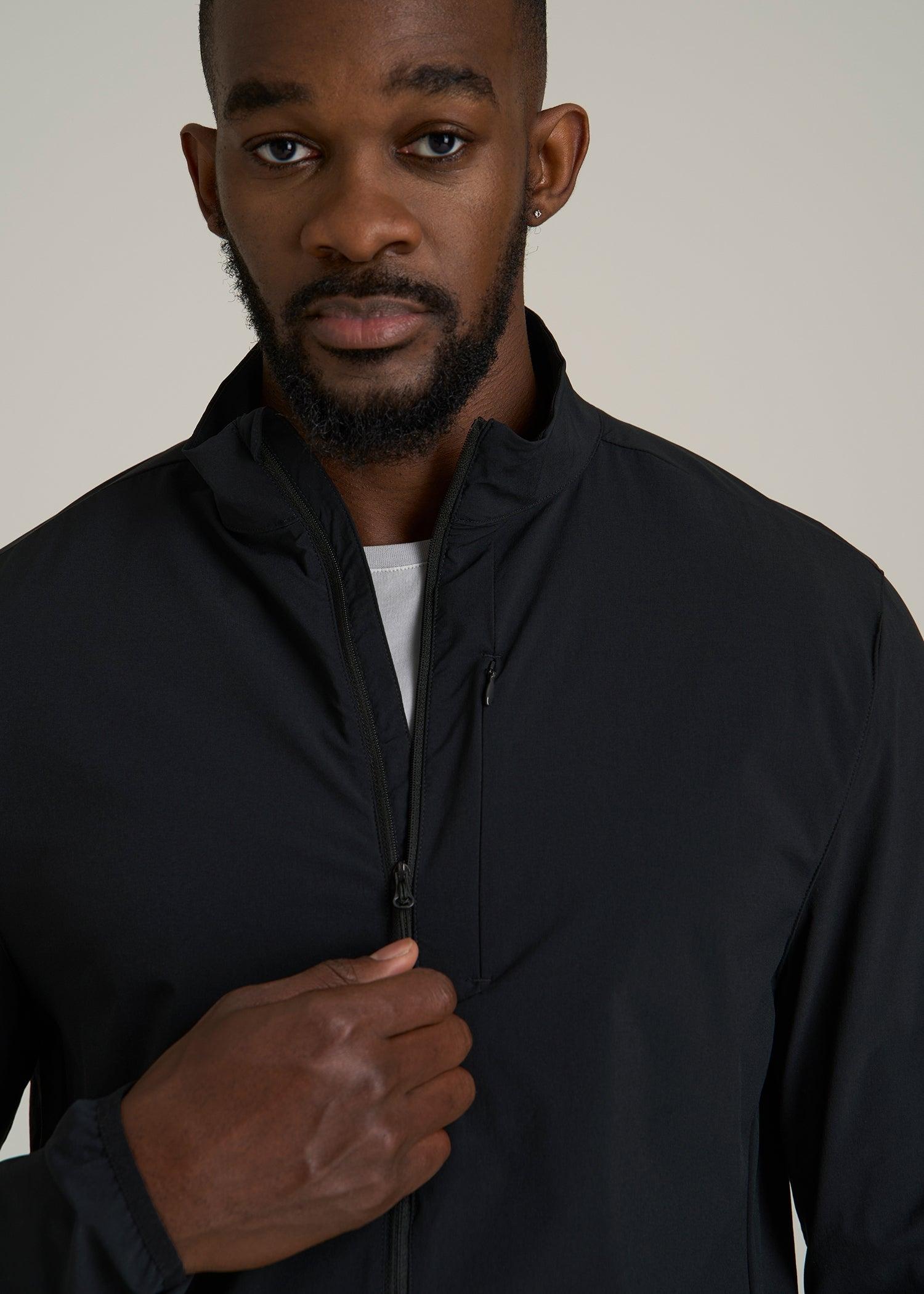 Softshell Jacket for Outdoor Training for Tall Men in Black Male Product Image