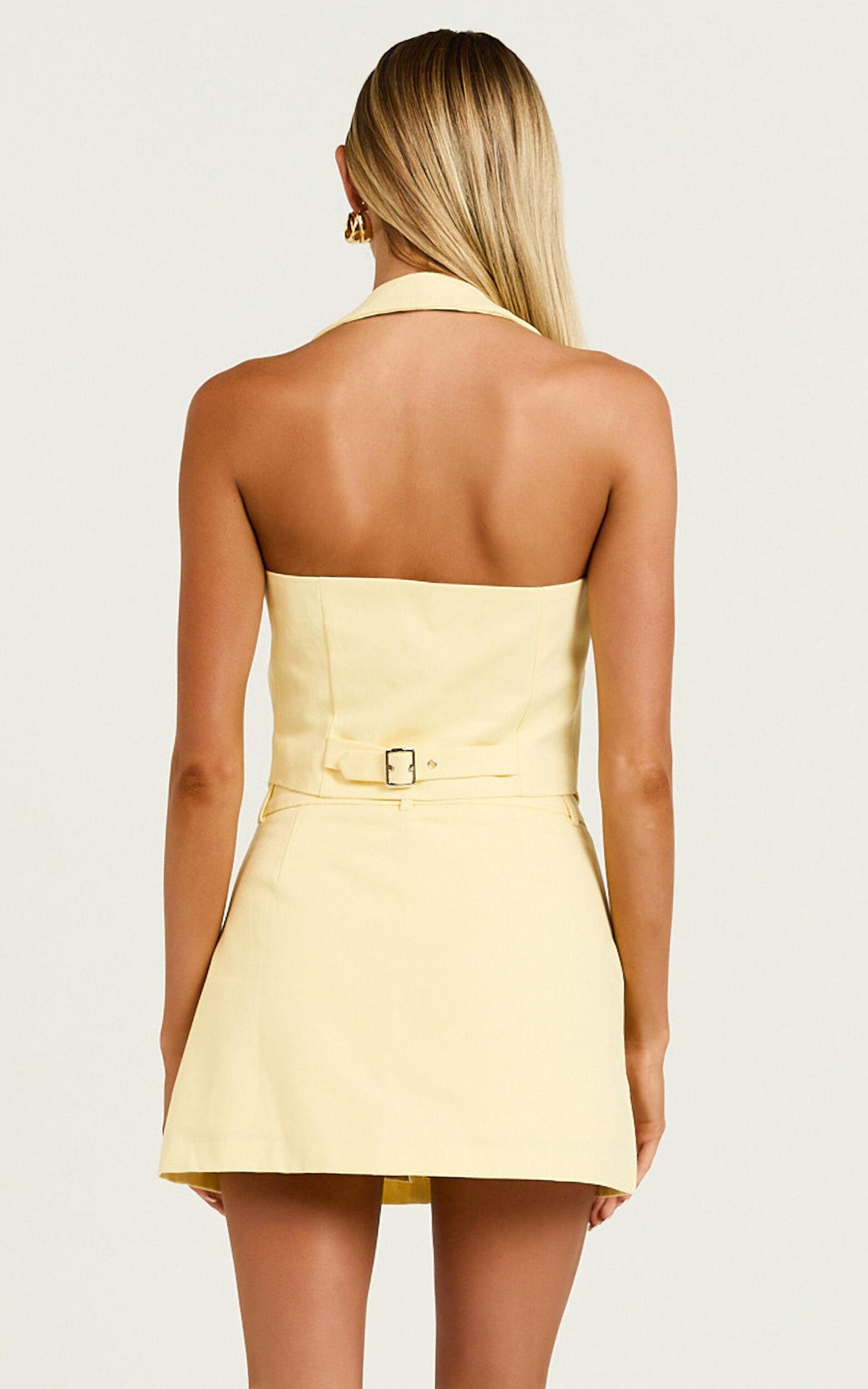 Virginia Skort - Mid Waisted Tailored Skort in Pastel Yellow Product Image