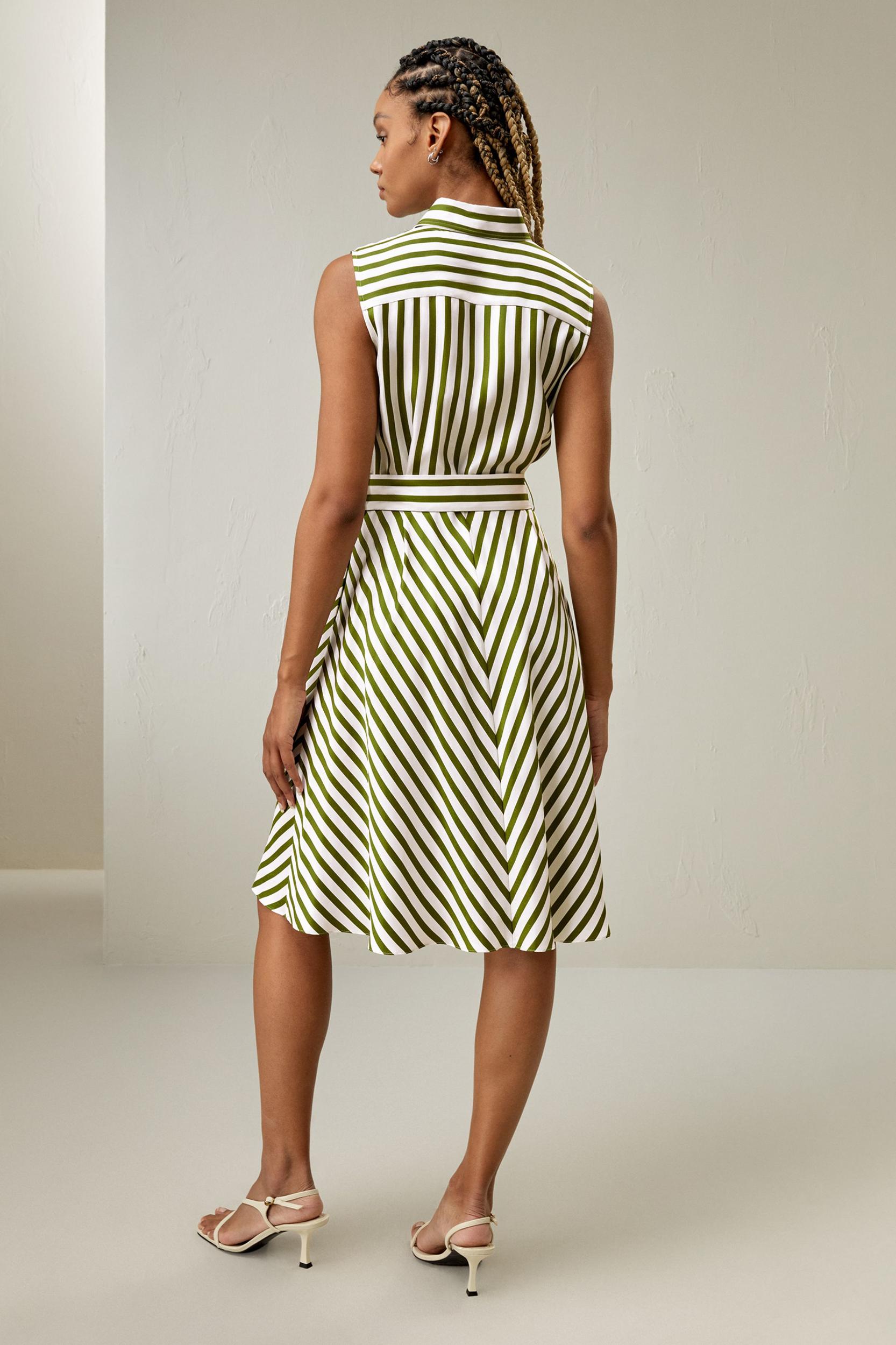 Silk Striped Sleeveless Dress Product Image
