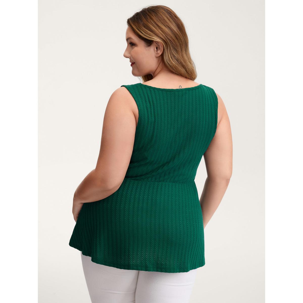 Plus Size Textured Knit V-Neck Cinched-Waist Tank Top Women Teal Leisure V-neck Casual Tank Tops Camis BloomChic 22-24/3X Product Image
