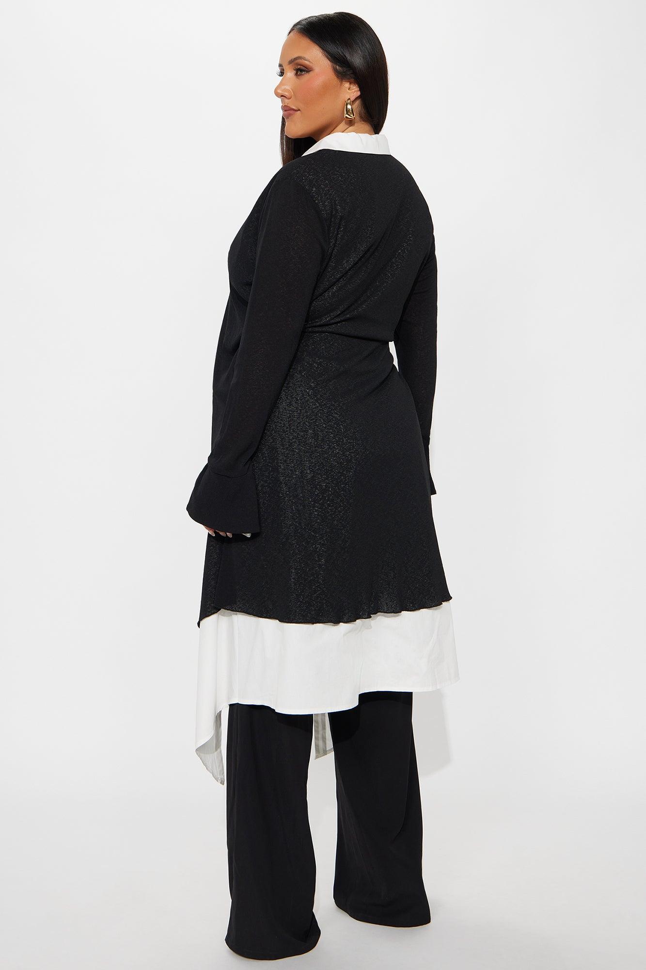 No Judgment Long Sleeve Collared Jumpsuit - Black/White Female Product Image