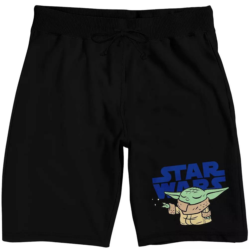 Men's The Mandalorian Grogu Star Wars Logo Sleep Shorts, Size: Small, Black Product Image