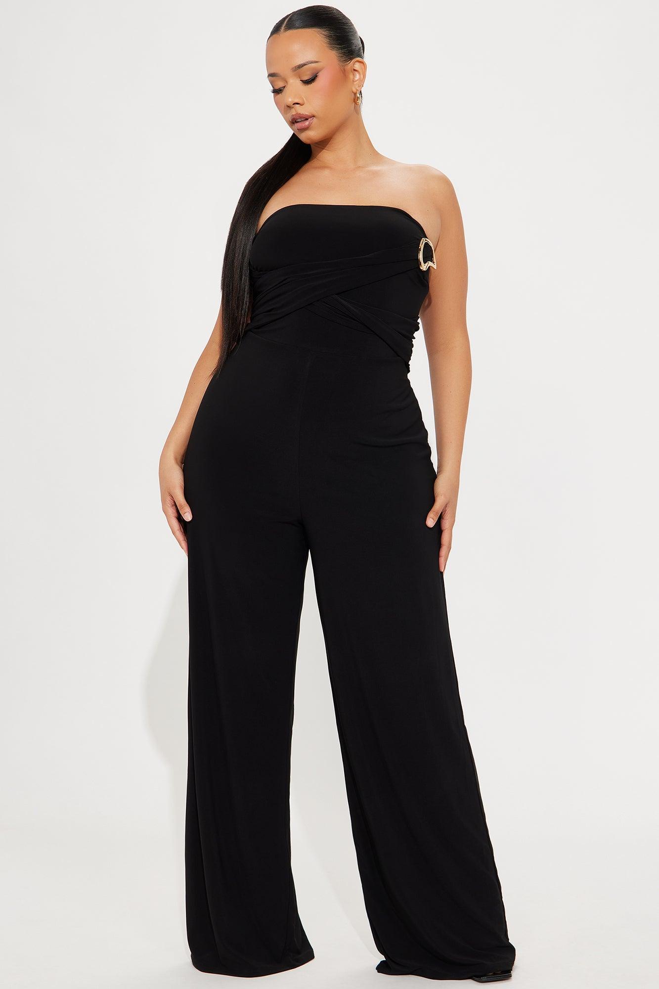 Reya Strapless Wide Leg Jumpsuit - Black Product Image