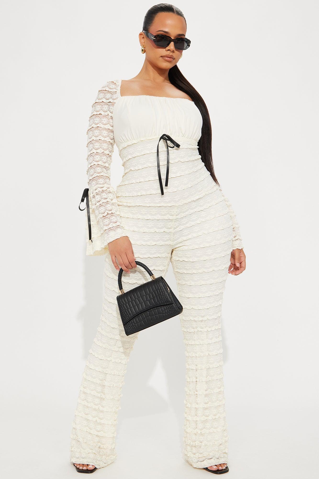 Espresso Lace Jumpsuit - Ivory Product Image