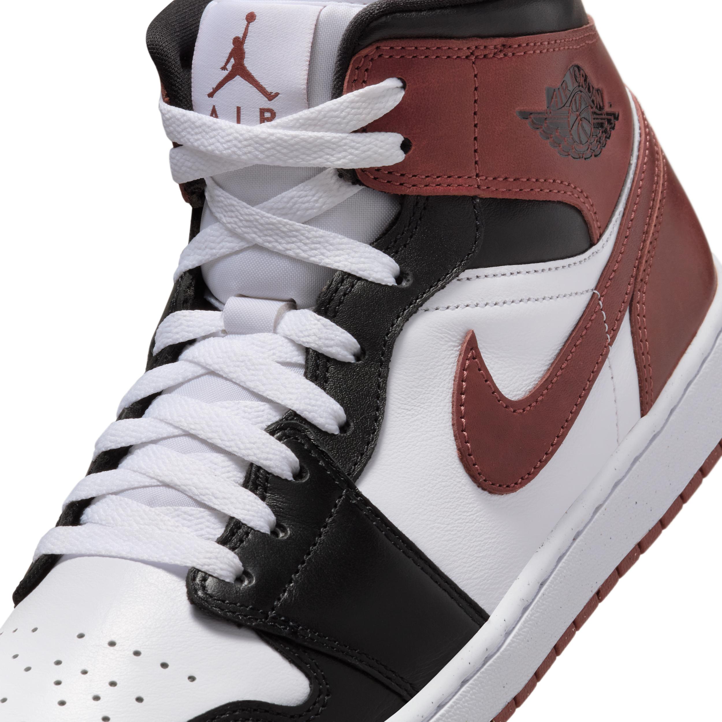 Jordan Mens Jordan Air Jordan 1 Mid SE - Mens Shoes White/Black/Dark Pony Product Image