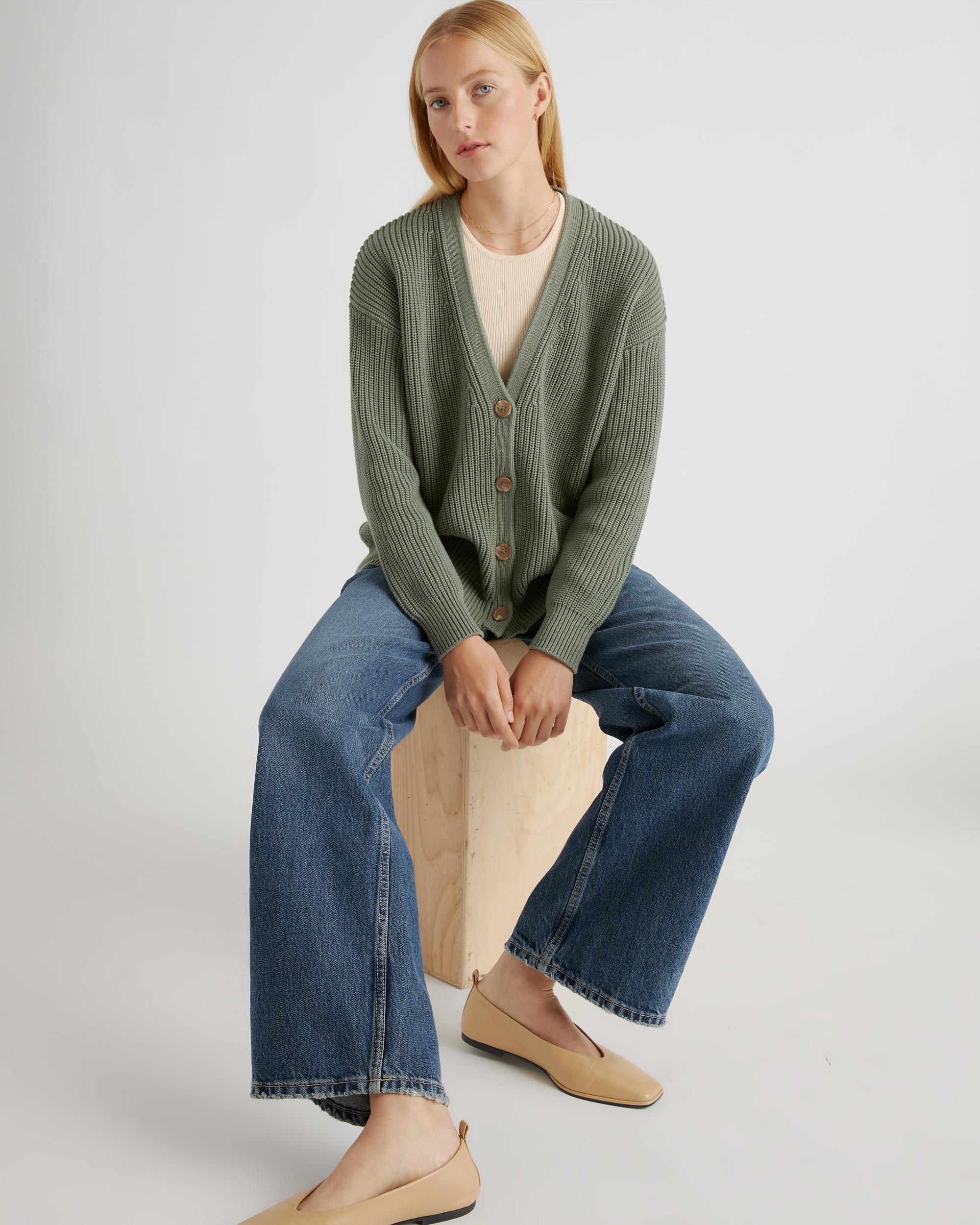 Quince | Women's OverSized Boyfriend Cardigan Sweater Organic Cotton Product Image