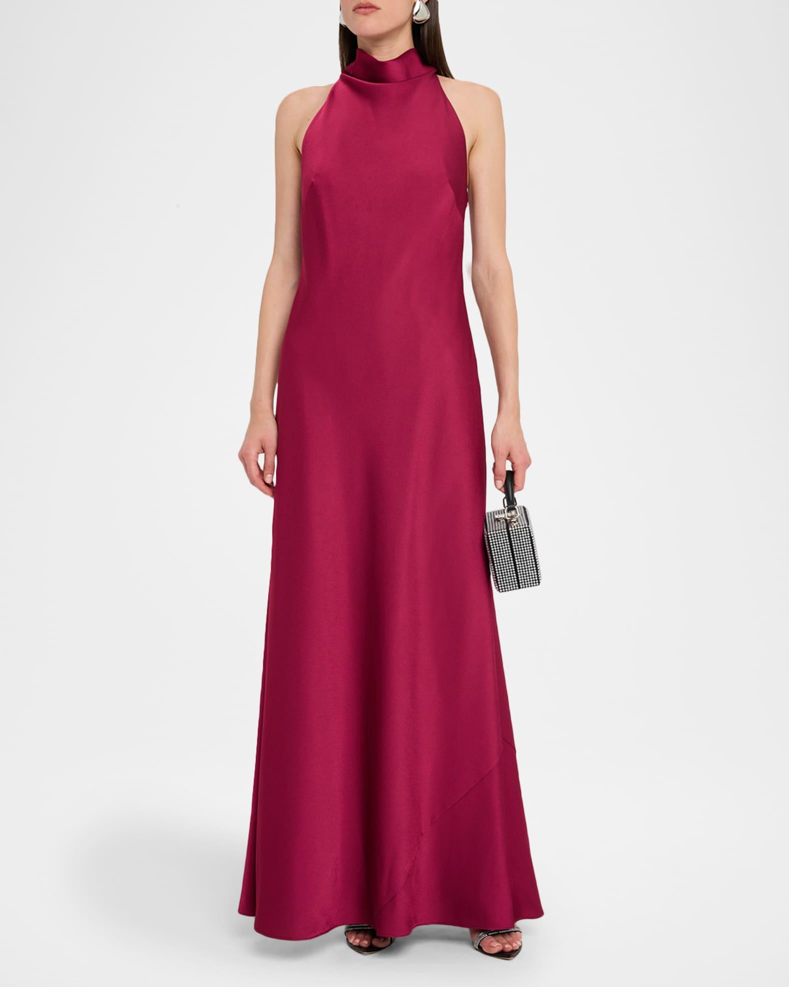 Cowl-Neck Crepe Back Satin Gown Product Image