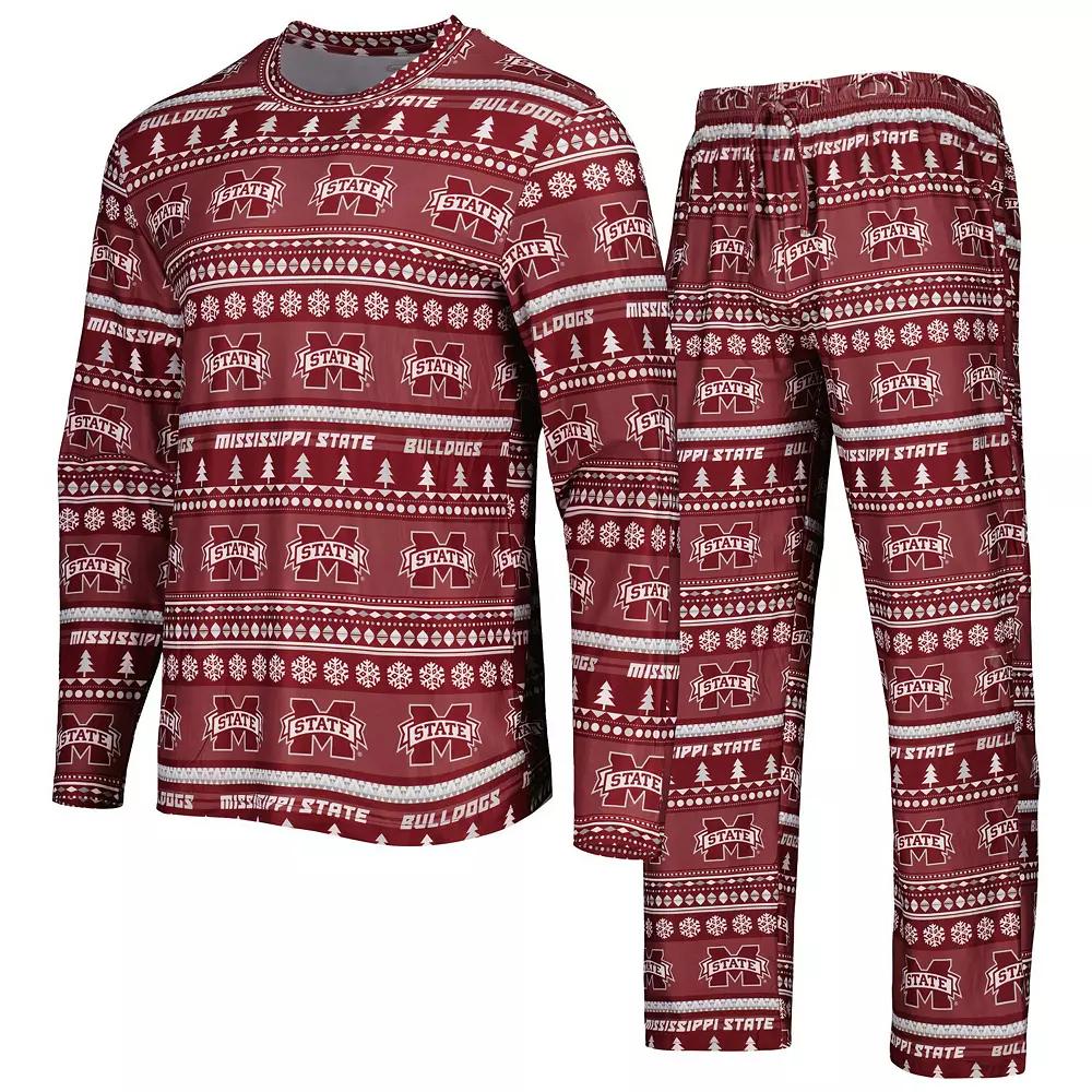 Men's Concepts Sport Maroon Mississippi State Bulldogs Swivel Long Sleeve T-Shirt & Pants Sleep Set, Size: 3XL, Mst Red Product Image