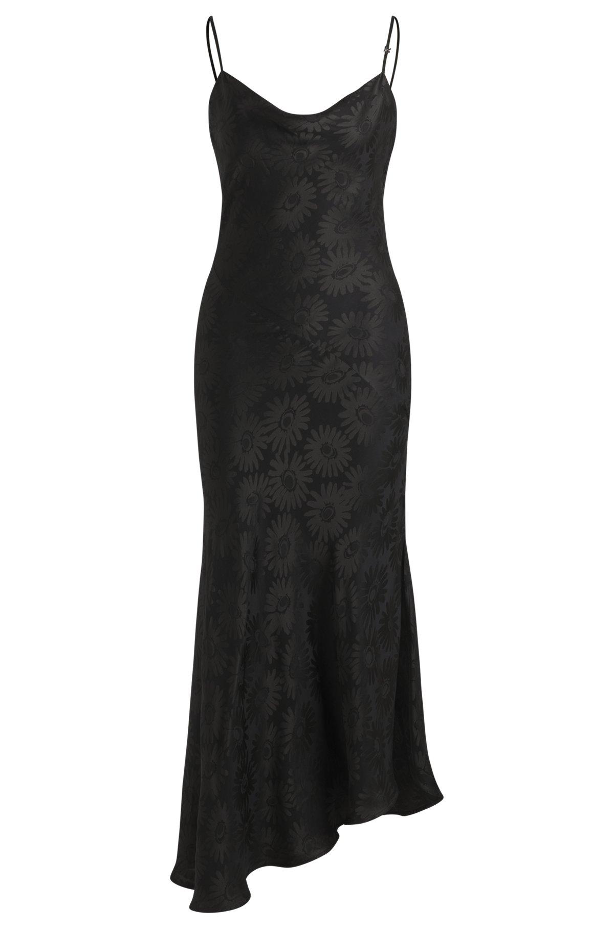 Floral-jacquard dress with asymmetric hem Product Image