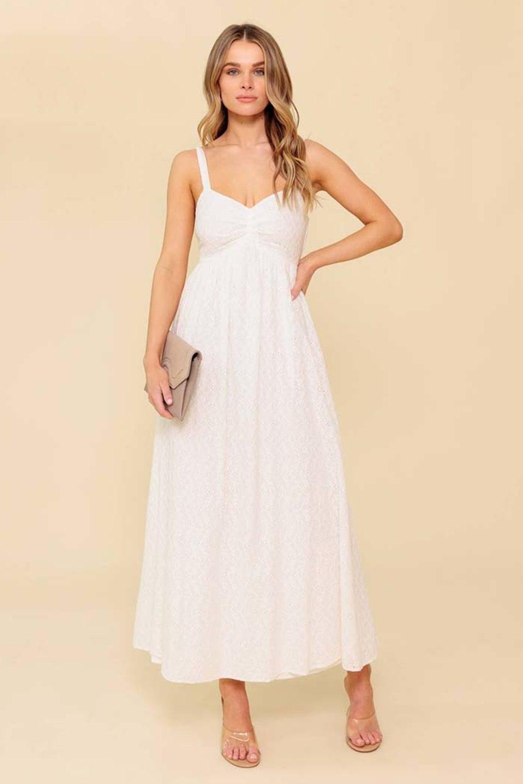 Solid Eyelet Midi Dress Product Image