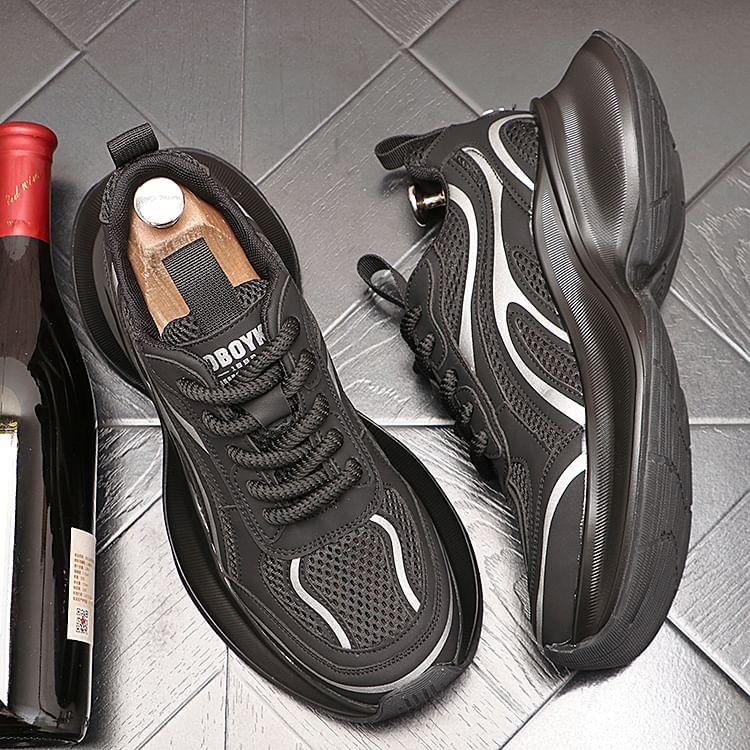 Platform Mesh Panel Lace-Up Sneakers Product Image