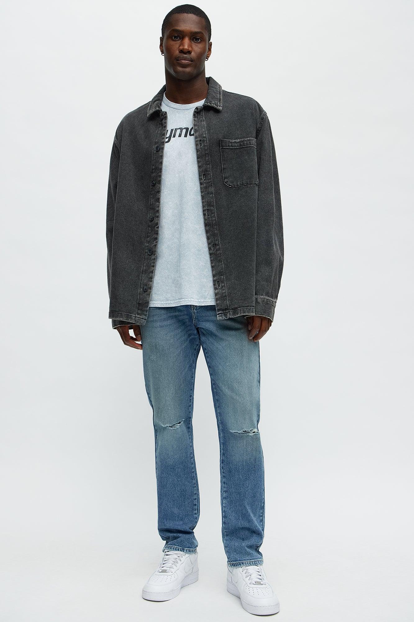 Play Dirty Distressed Slim Jeans - Medium Blue Wash Product Image