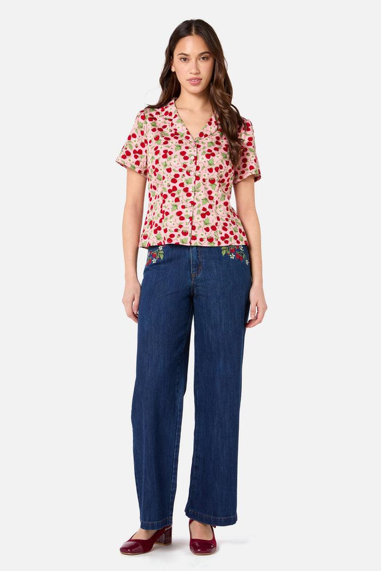 Raspberry Short Sleeve Blouse Product Image