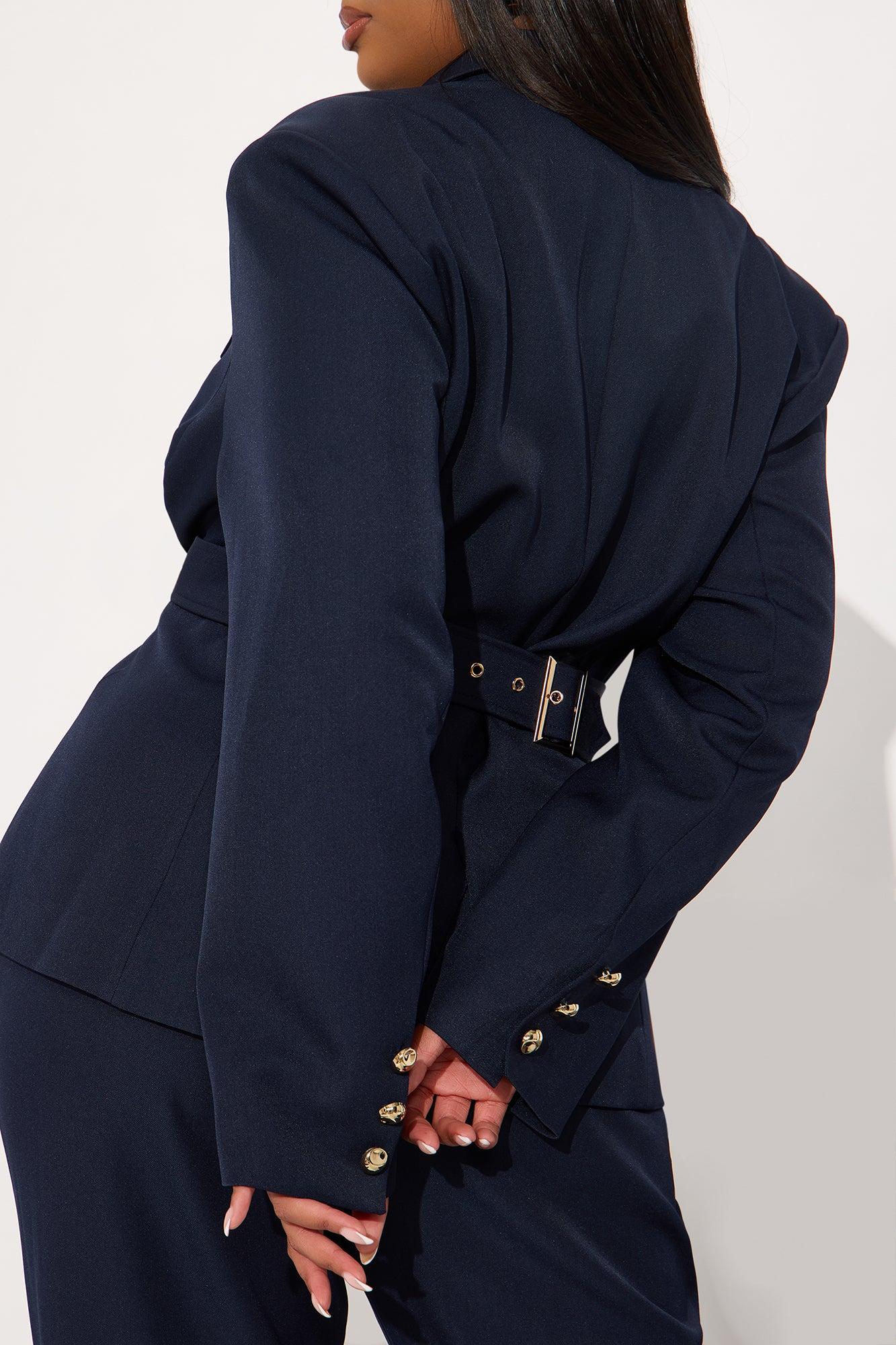 I Rest My Case Fitted Waist Blazer Set - Navy Product Image