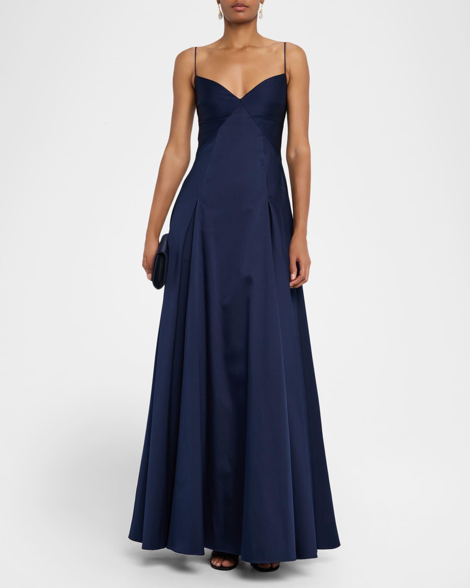 Empire-Waist Sleeveless Taffeta Godet Gown Product Image