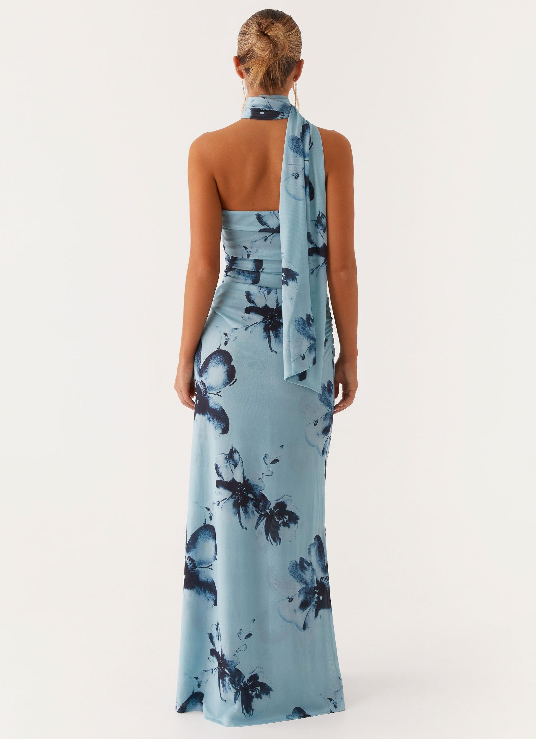 Songbird Maxi Dress - Blue Black Floral Product Image
