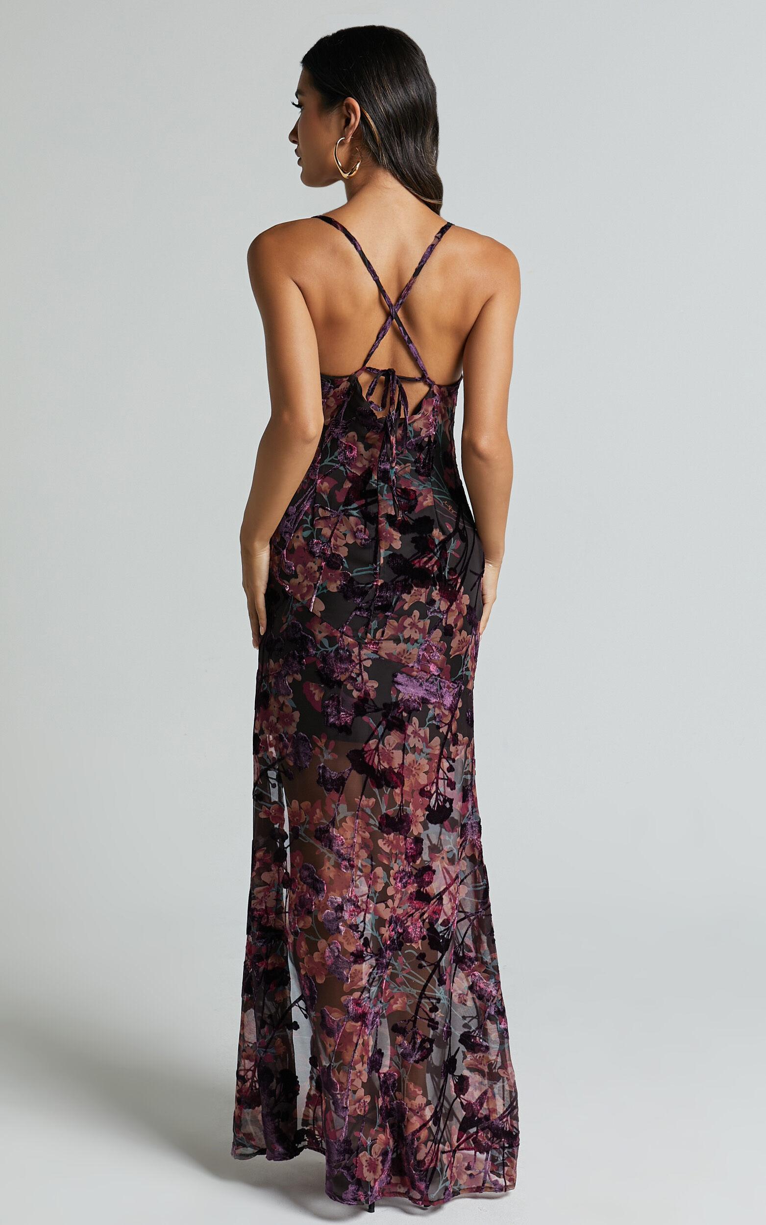 Aletta Maxi Dress - Cowl Cross Back Dress in Aletta Burn Out Floral Product Image