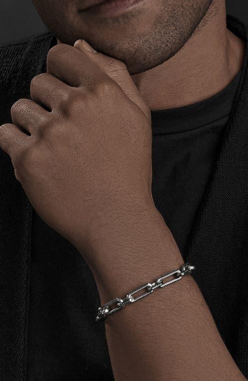 David Yurman Mens Elongated Open Link Chain Bracelet in Sterling Silver with Black Diamonds, 8mm Product Image