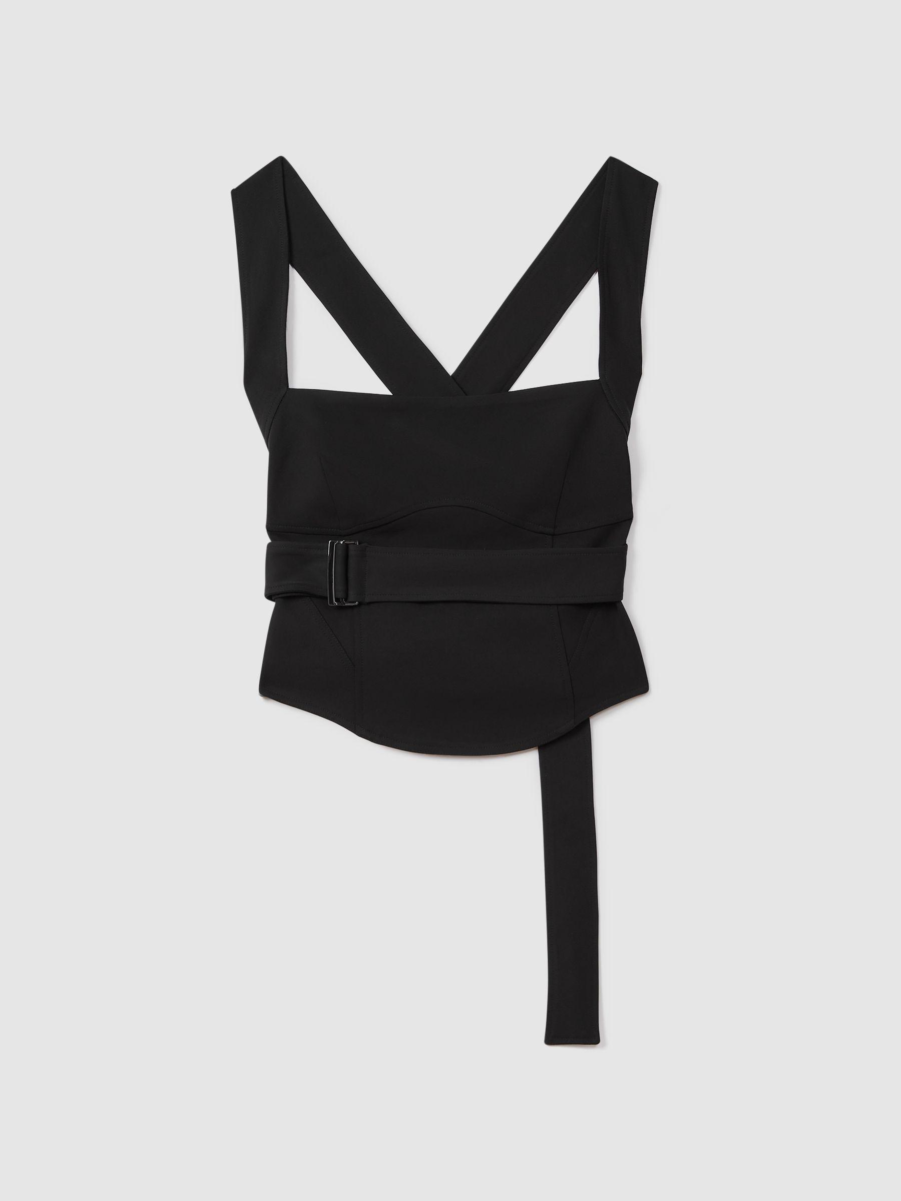 Belted Corset Top in Black Product Image