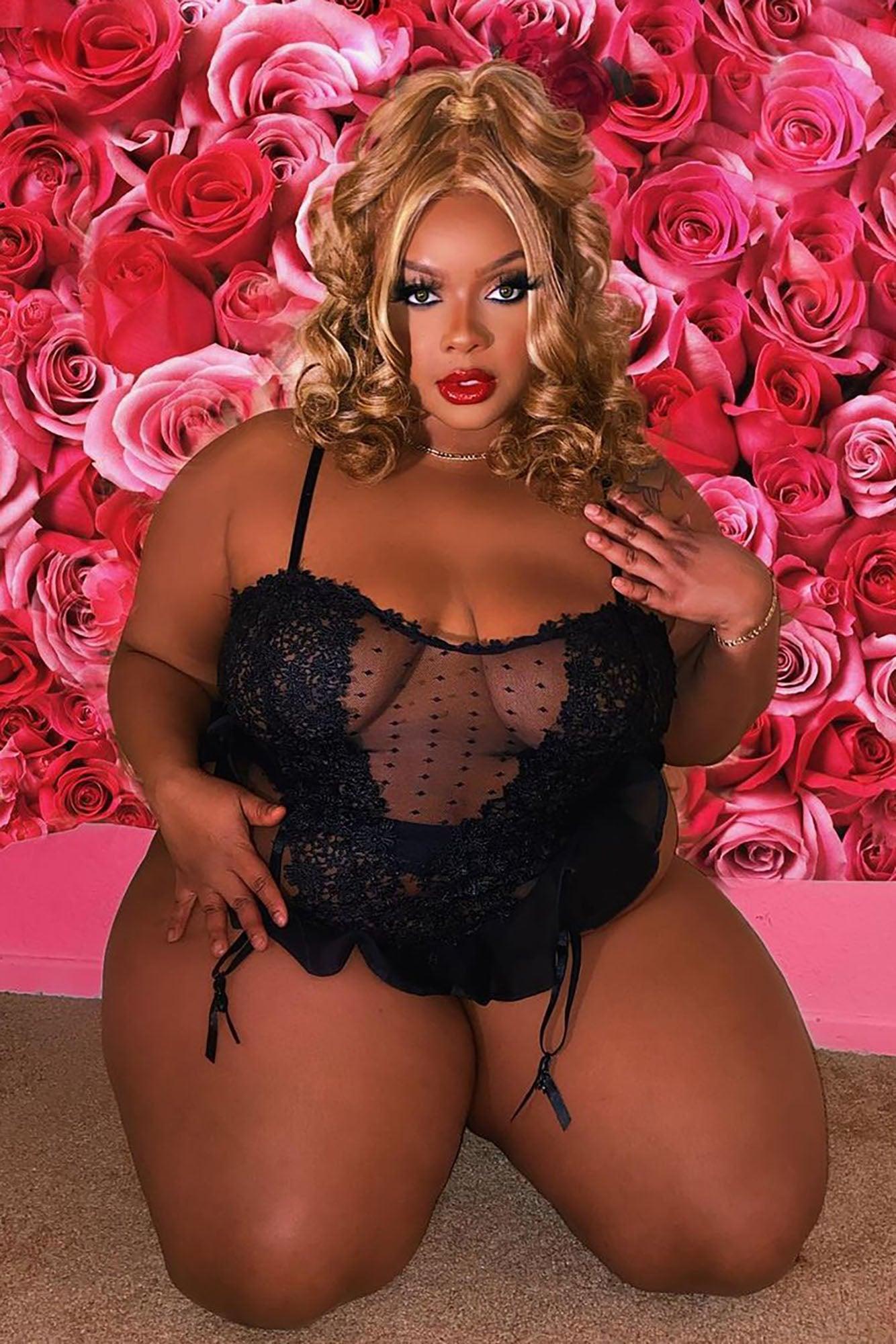 Bedroom Dreams Mesh Embroidered Sleep Teddy - Black Product Image