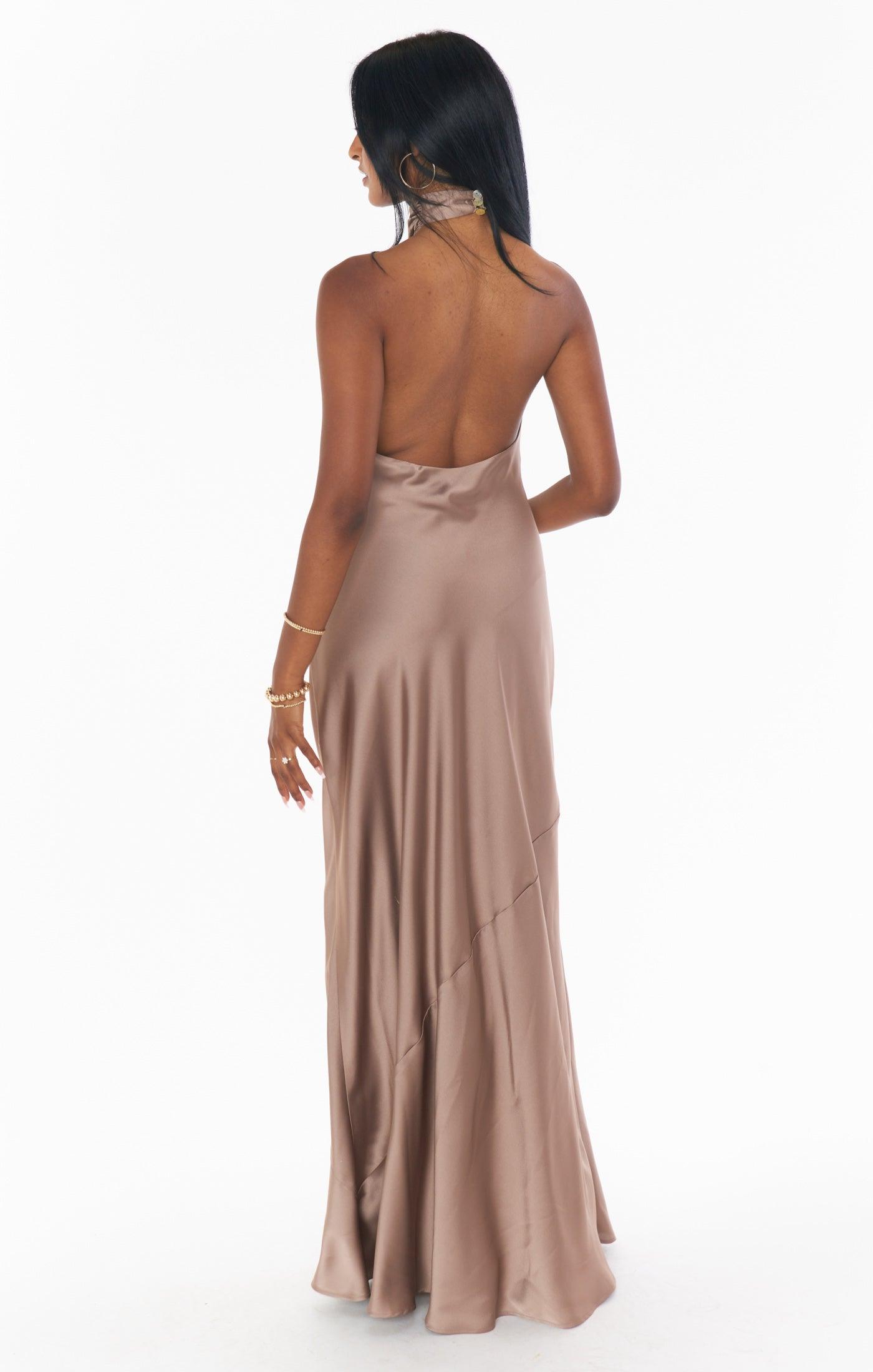 Jasmine Halter Maxi Dress ~ Copper Luxe Satin Product Image