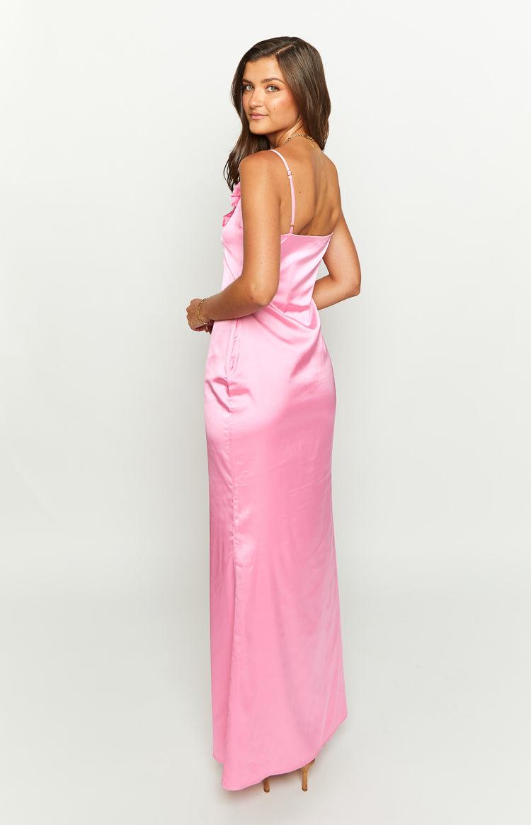 Nahanee Pink Satin Ruffle Maxi Dress Baby Product Image