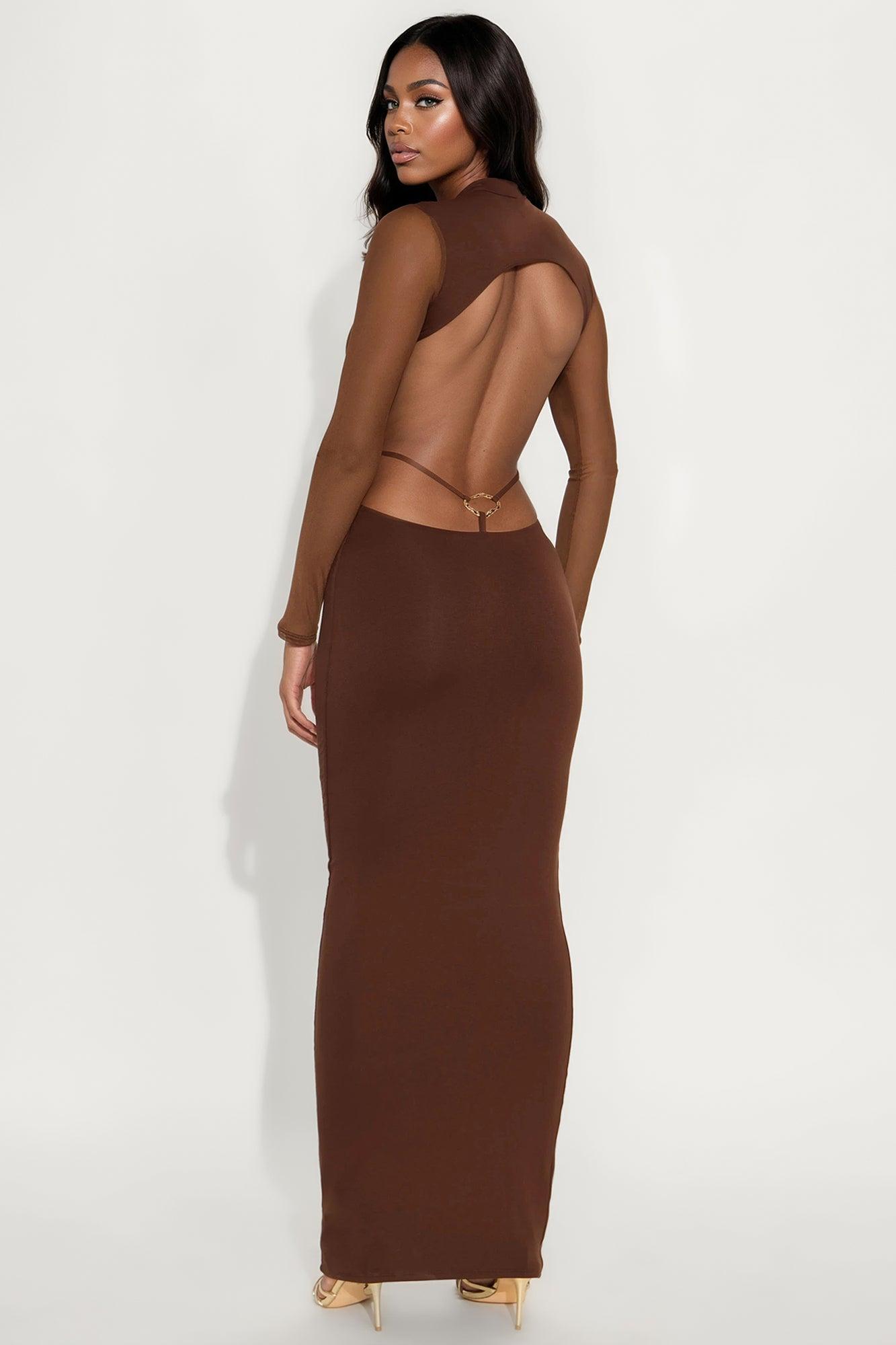 Mel Backless Maxi Dress - Brown Female Product Image