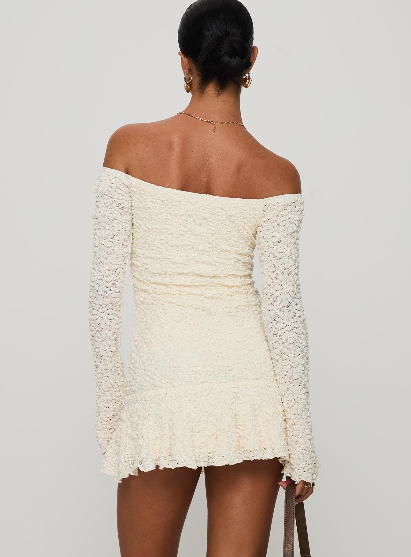 Vancesca Long Sleeve Mini Dress Cream Product Image