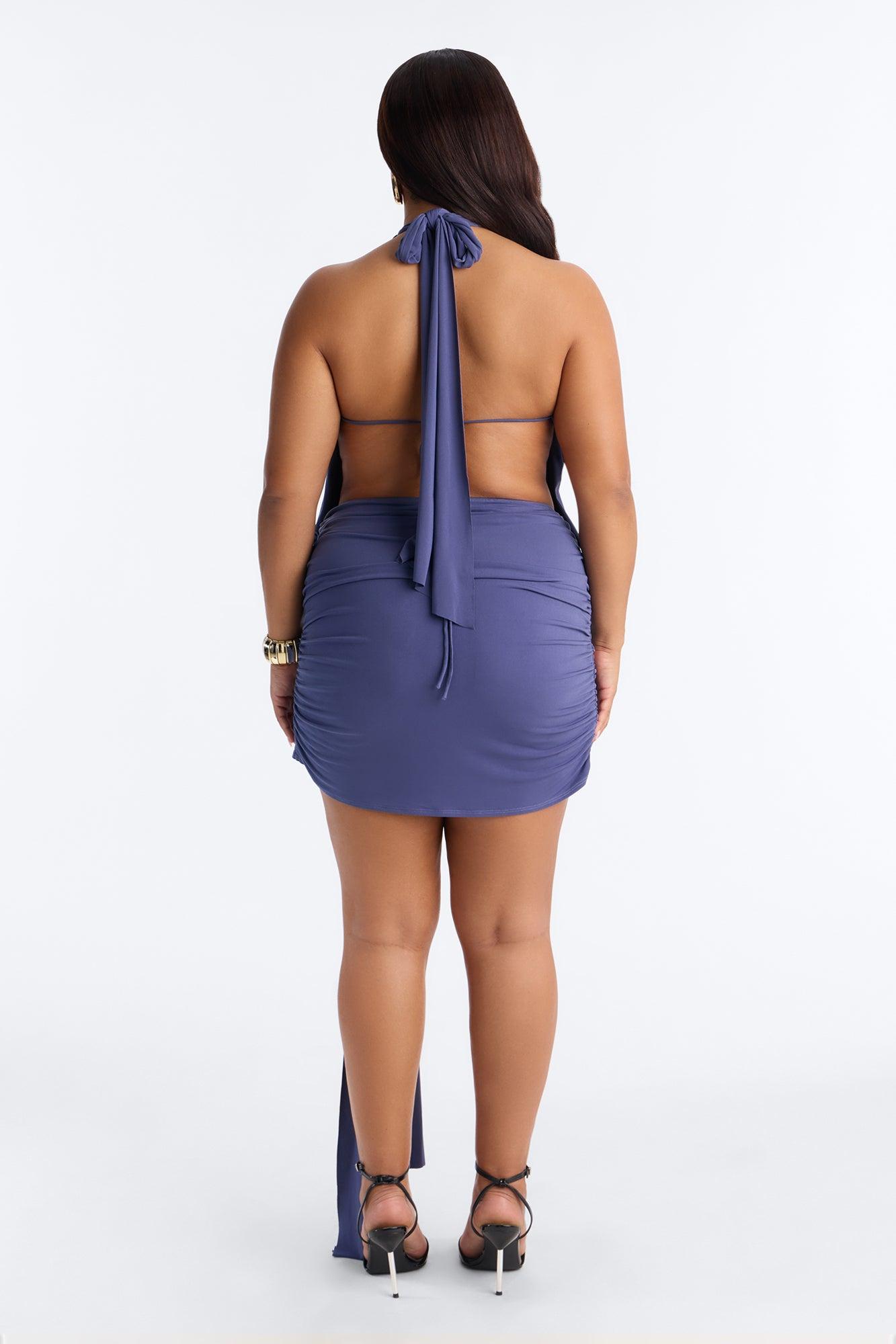 City Pulse Draped Mini Dress - Dusty Blue Female Product Image