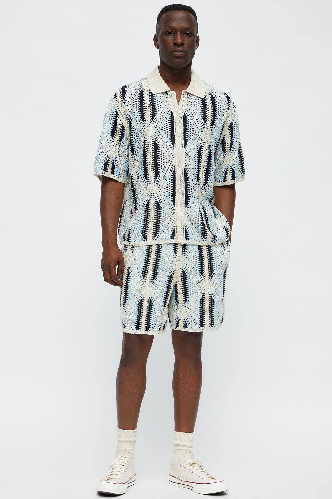 Triangles Knit Short - Blue/combo Male Product Image