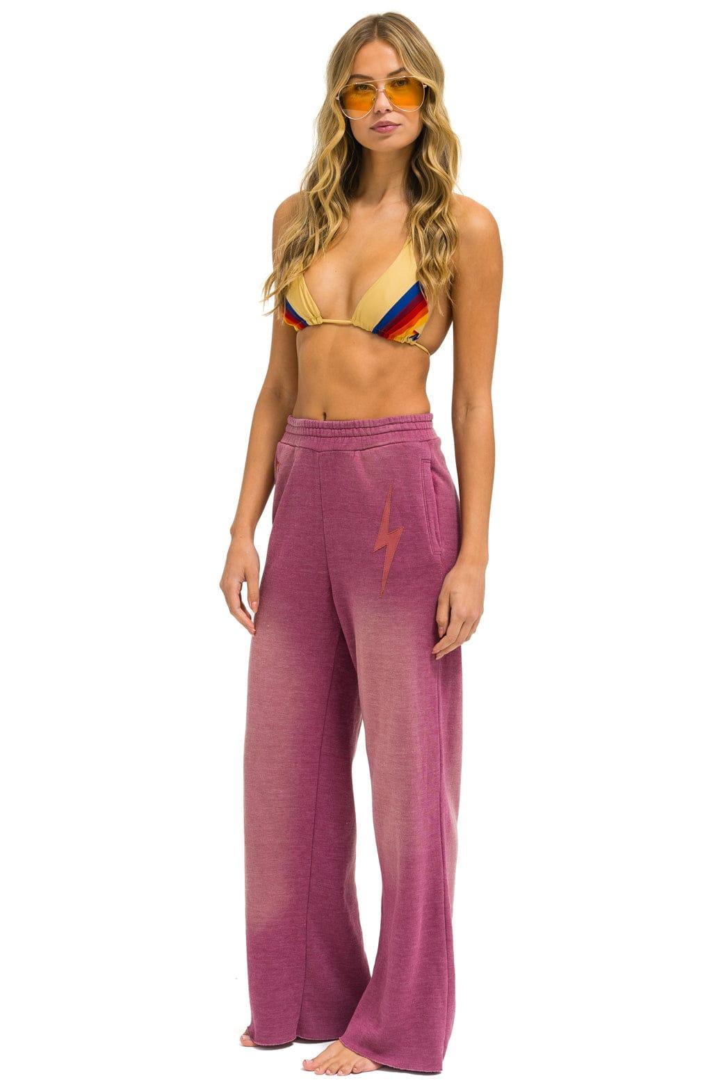 BOLT STITCH WIDE LEG POCKET SWEATPANTS - FADED BERRY Female Product Image