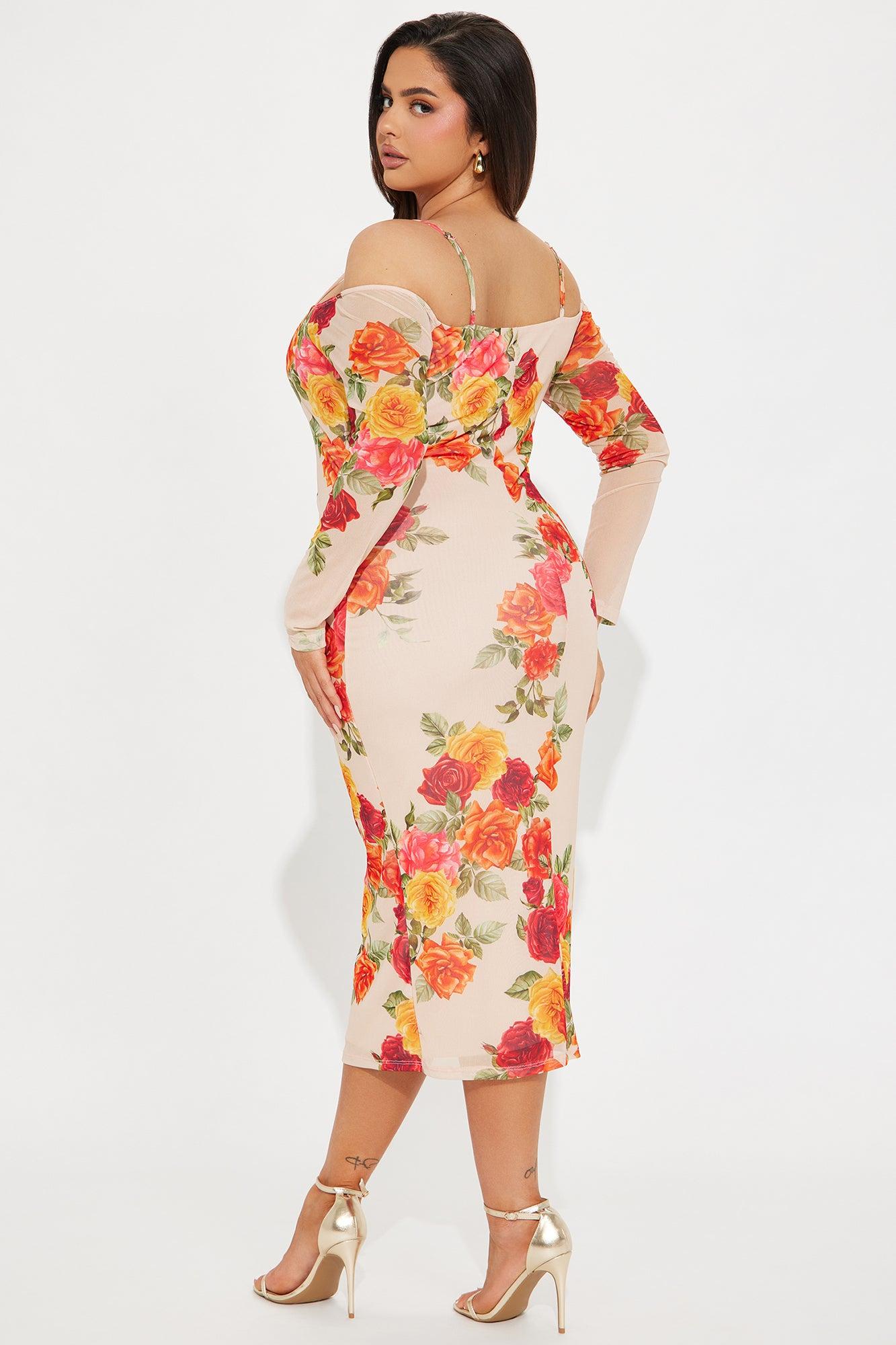 Danielle Mesh Midi Dress - Nude/combo Product Image