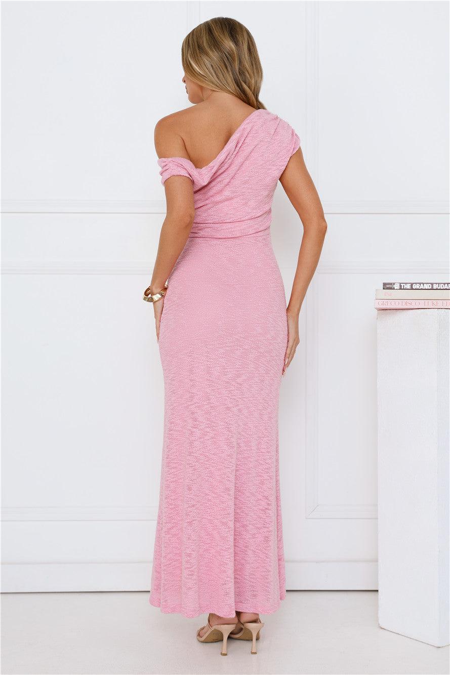 In My Style Era Off Shoulder Maxi Dress Pink Product Image
