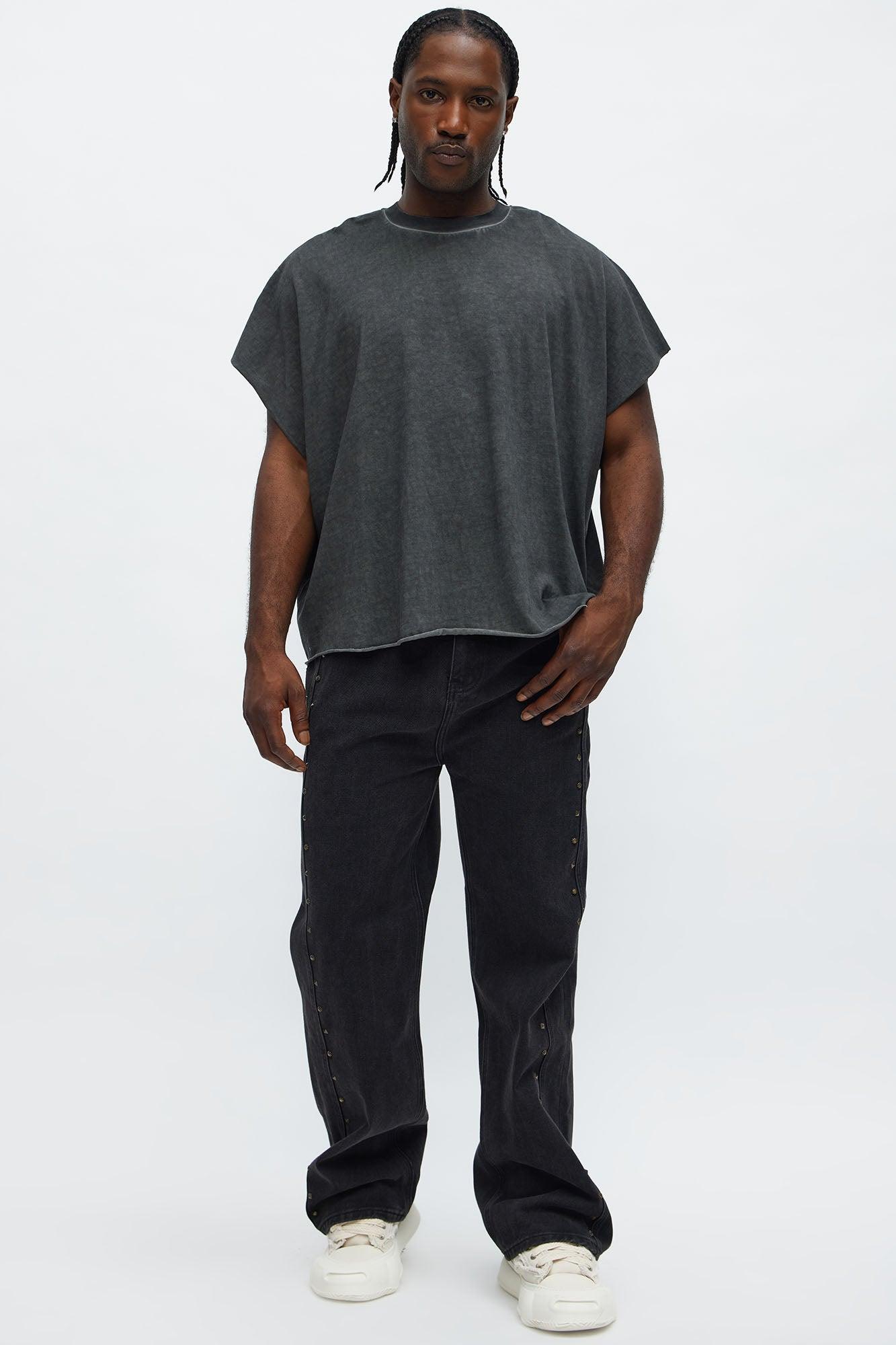 Oversized Fatal Attraction Heavy Jersey Muscle Tee - Charcoal Male Product Image