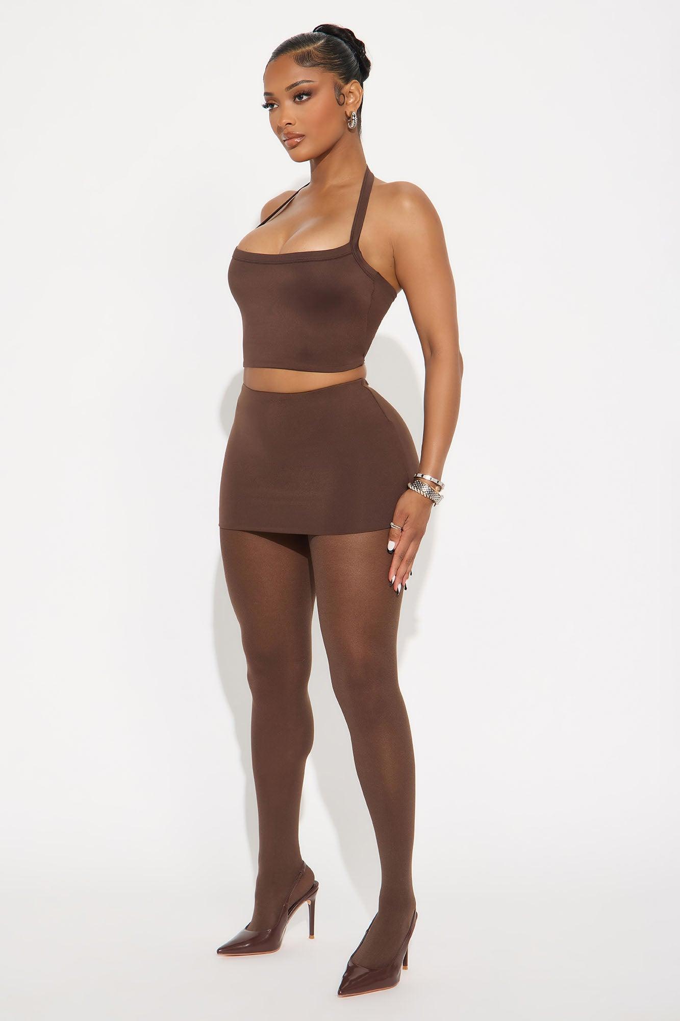 Contour Double Lined Mini Skirt - Chocolate Female Product Image