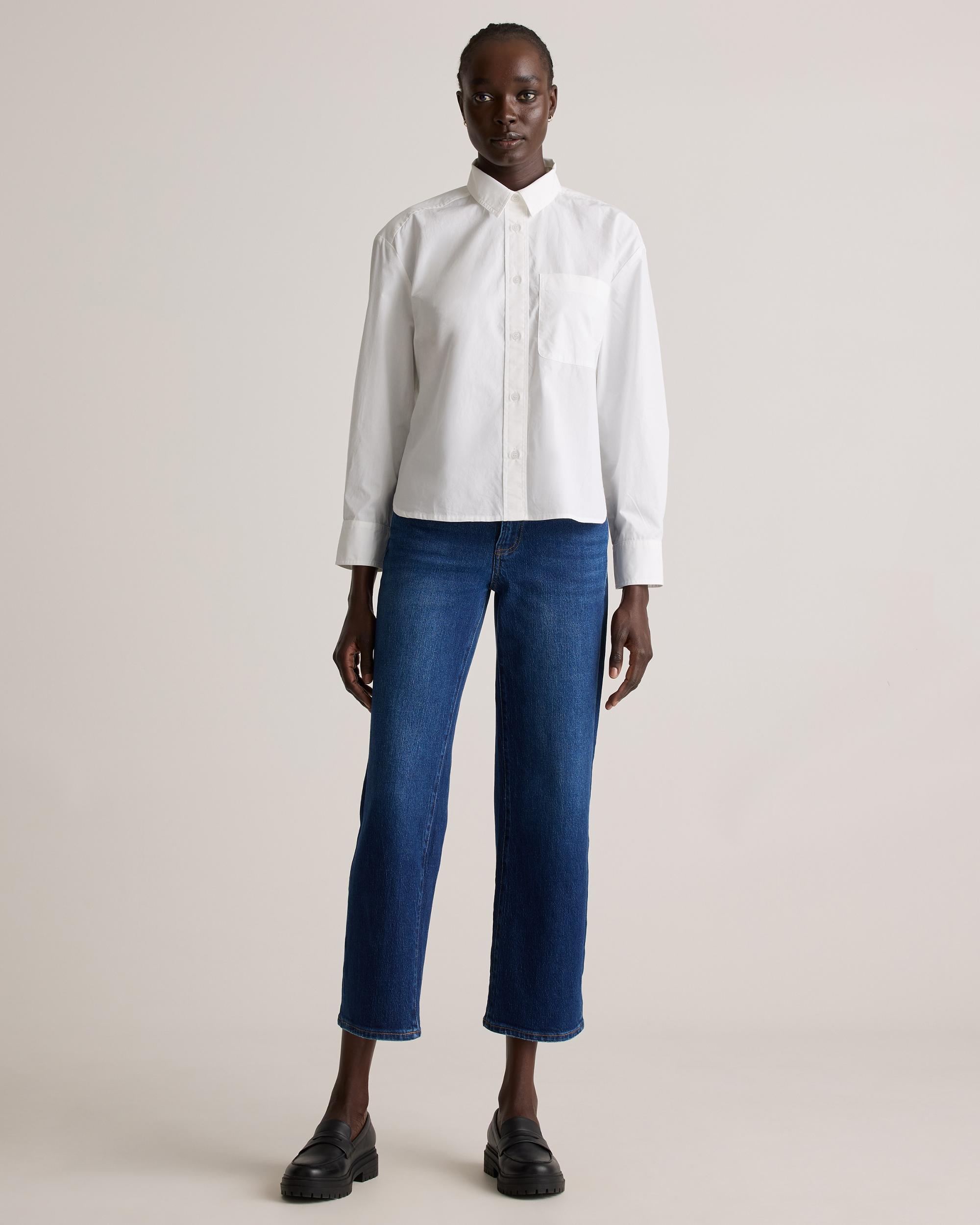Quince | Women's Poplin Cropped Long Sleeve Shirt Organic Cotton Product Image