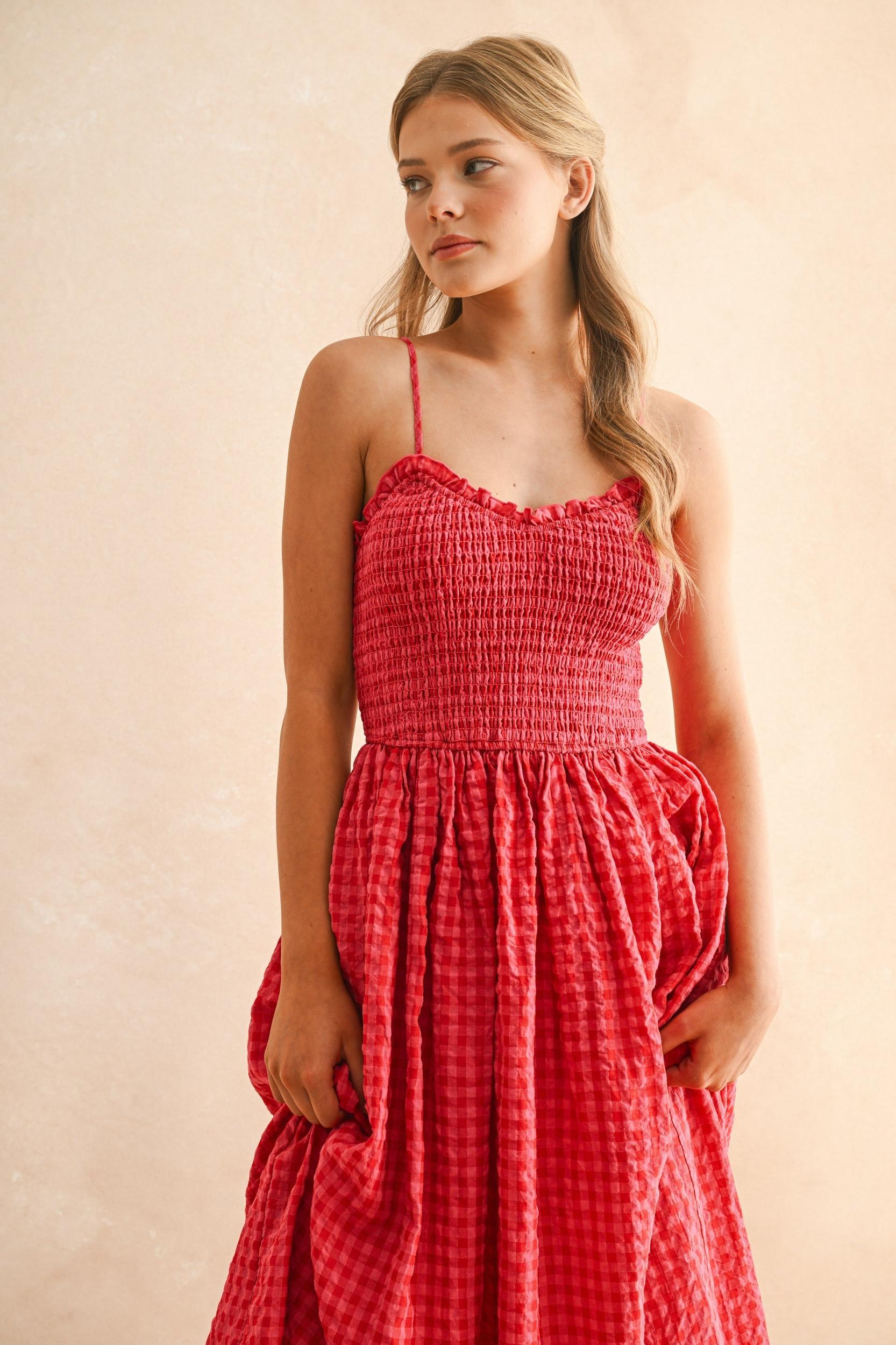 Gingham Smocked Maxi Dress Product Image