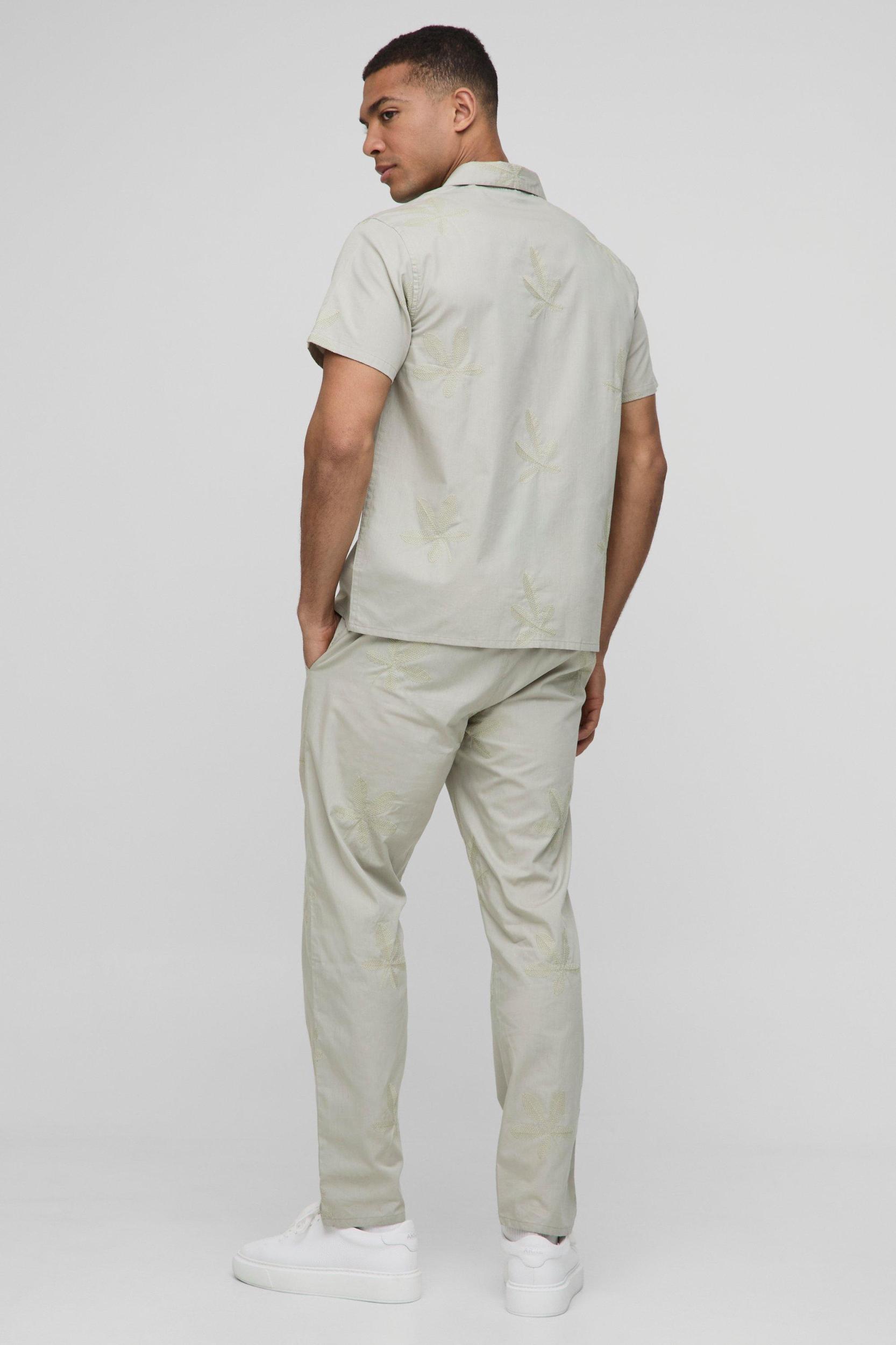 Regular Revere Short Sleeve Shirt & Tapered Pants Set | boohooMAN USA Product Image