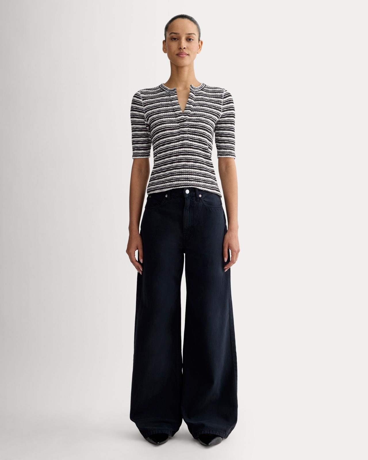 The Rib-Knit Short-Sleeve Henley Product Image