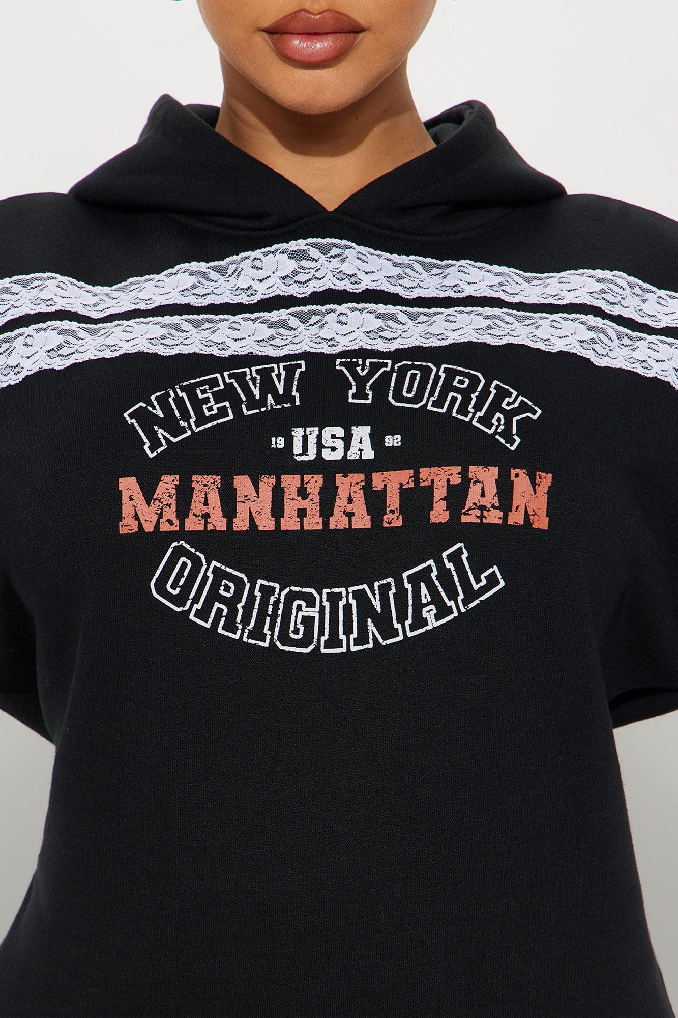 Manhattan Fleece Lace Sweatsuit Set - Black Product Image