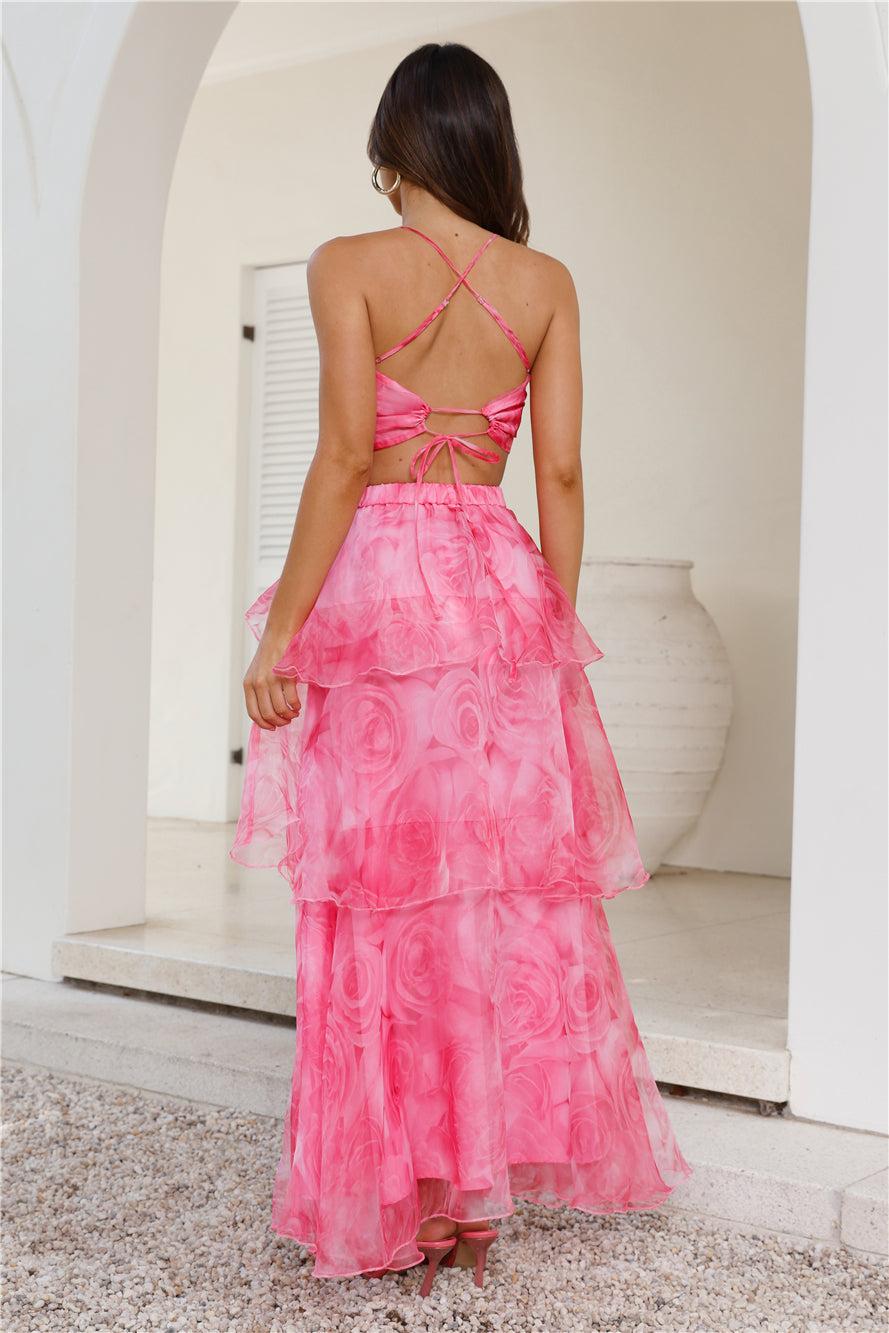 Worthy Of Roses Frill Crop Top Pink Product Image
