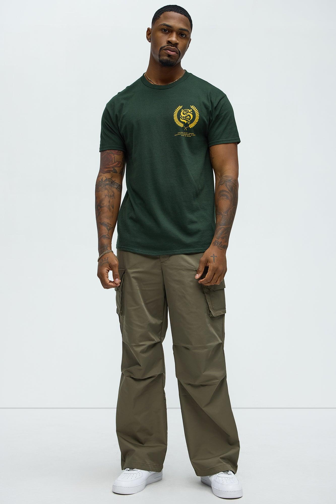 Saint London Stacked Short Sleeve Crew Neck T shirt - Green Product Image