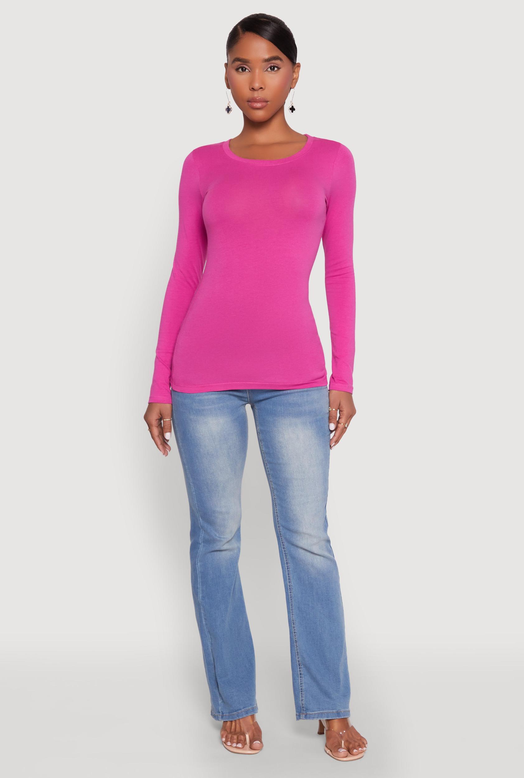 Womens Basic Crew Neck Long Sleeve Tee Product Image