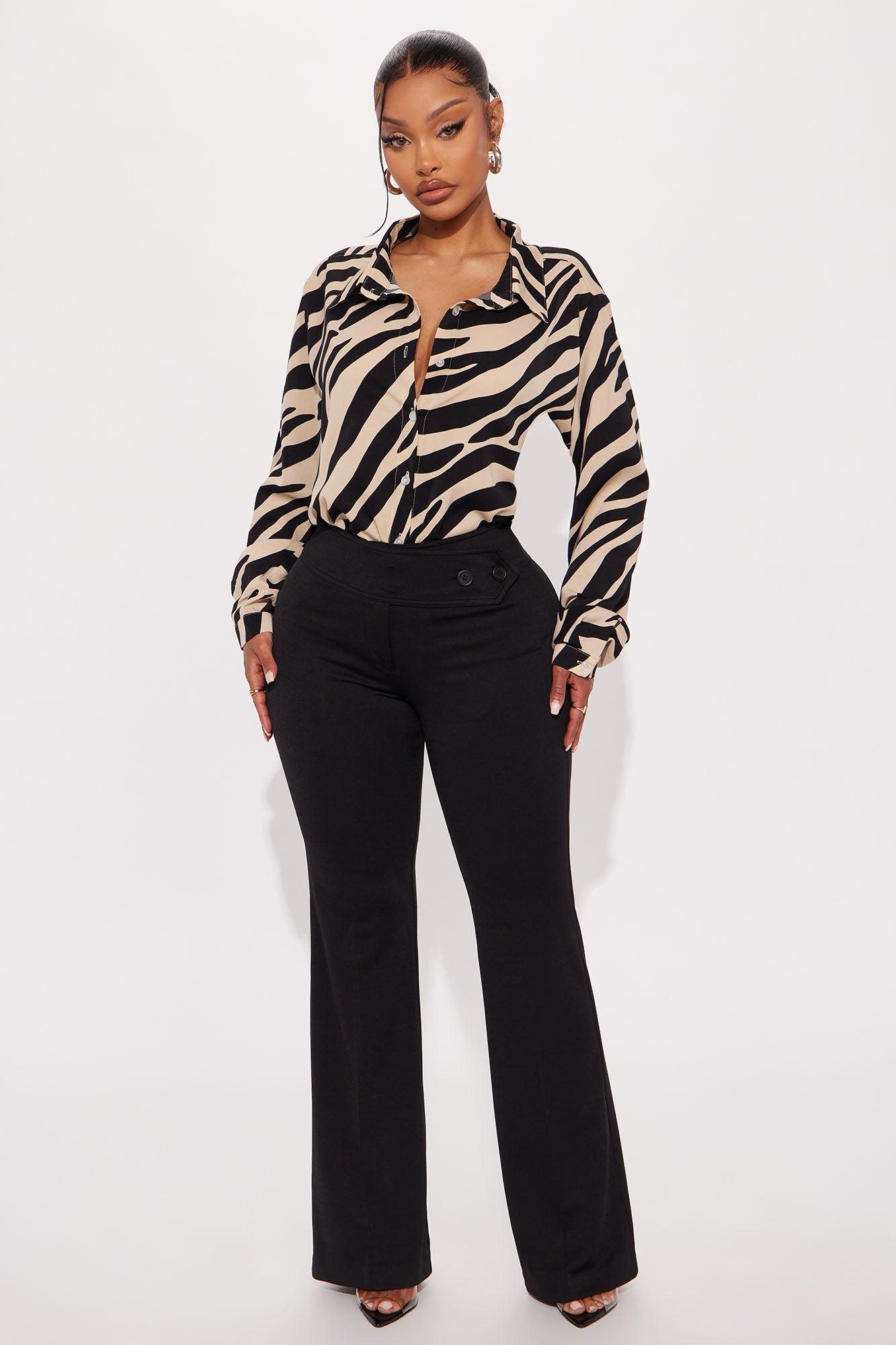 Zebra Fusion Satin Shirt - Ivory/combo Female Product Image