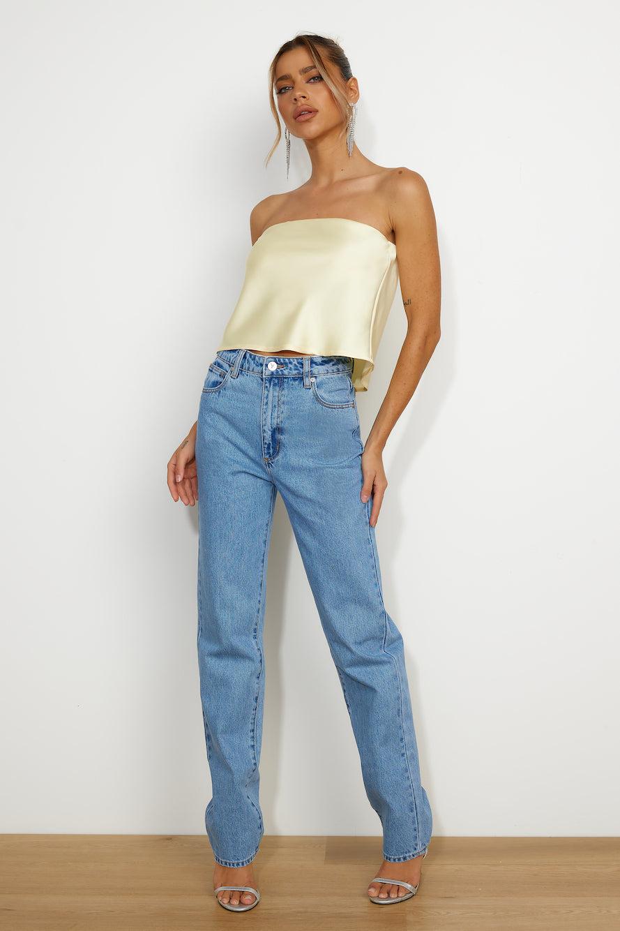 Fresh Style Satin Top Yellow Product Image