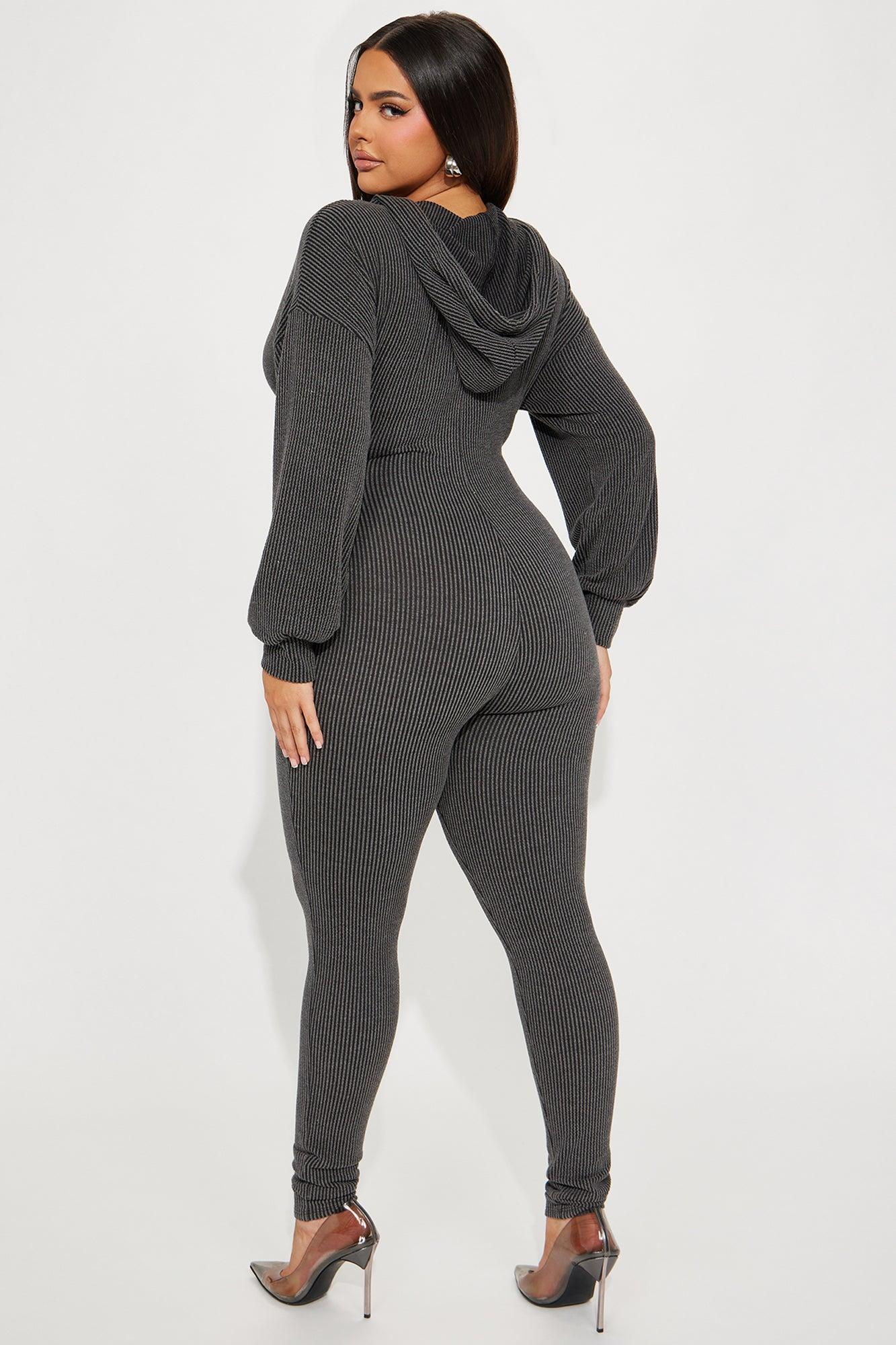 Izara Ribbed Jumpsuit - Charcoal Product Image