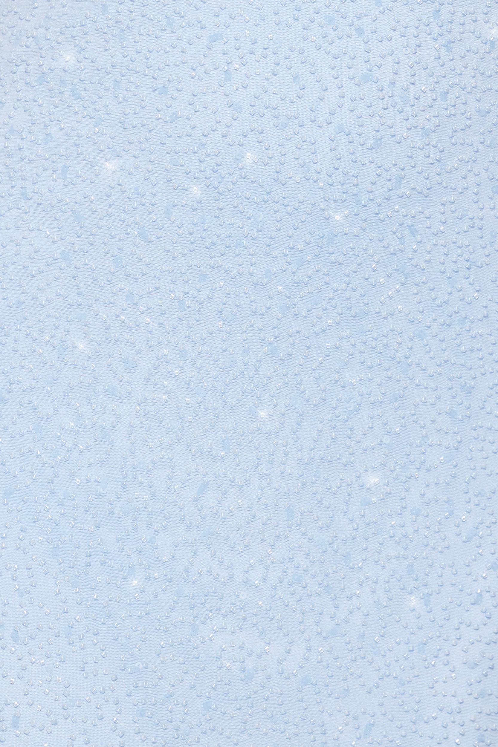 Embellished Plunge Halter Neck Evening Gown in Blue Product Image